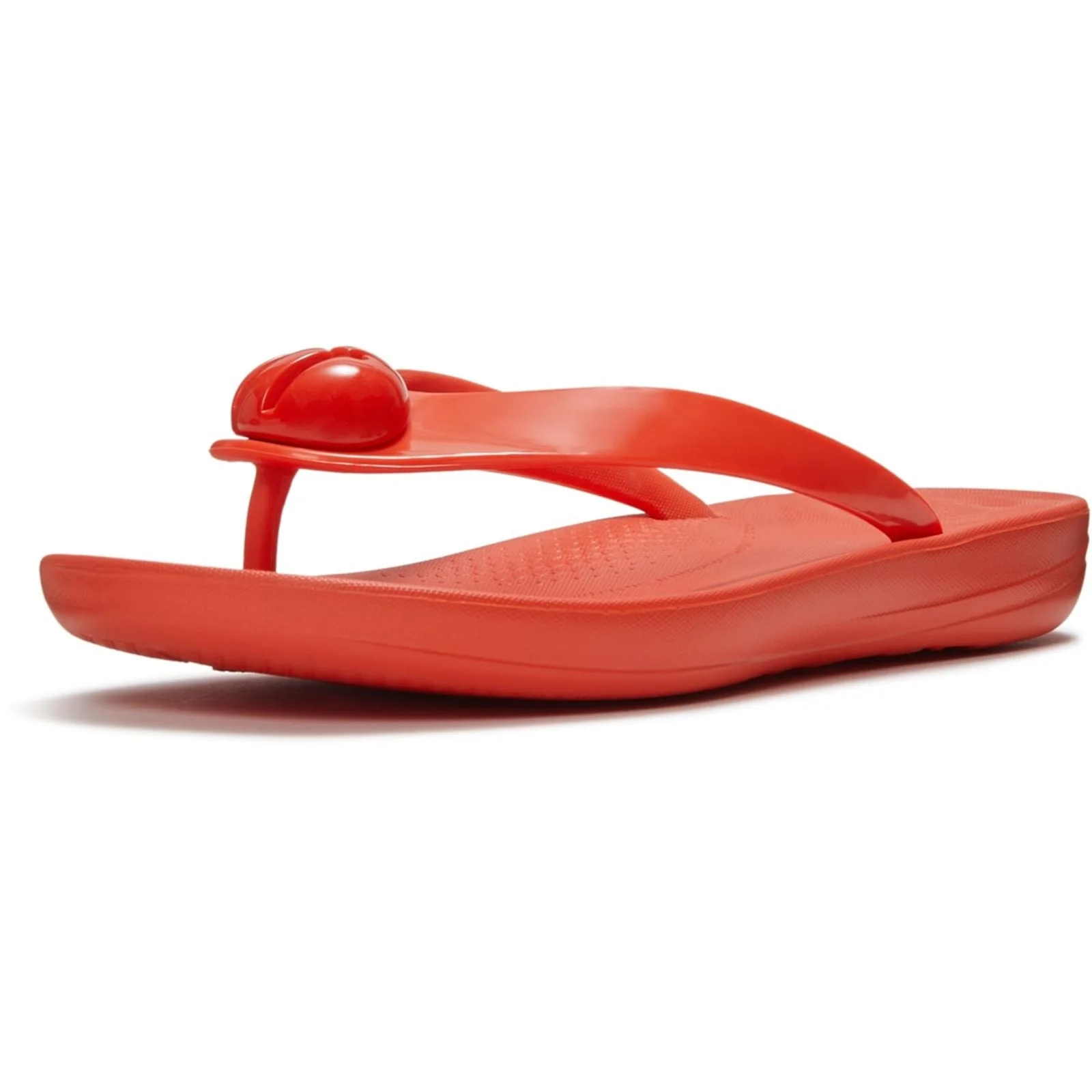 Fitflop Womens iQushion Glossy-Button Flip-Flops Cherry Tomato - Image 5
