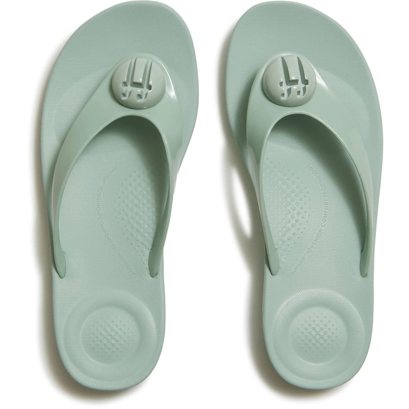 Fitflop Womens iQushion Glossy-Button Flip-Flops Mint Whisper - Image 2