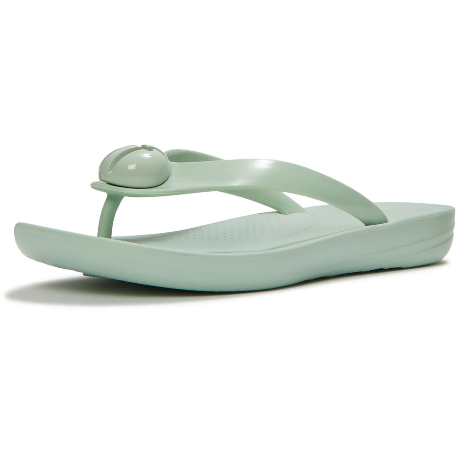 Fitflop Womens iQushion Glossy-Button Flip-Flops Mint Whisper - Image 5