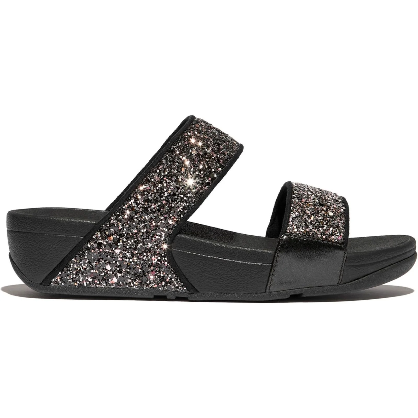 Fitflop Womens Lulu 2 Bar Glitter Sandal Black/Multi