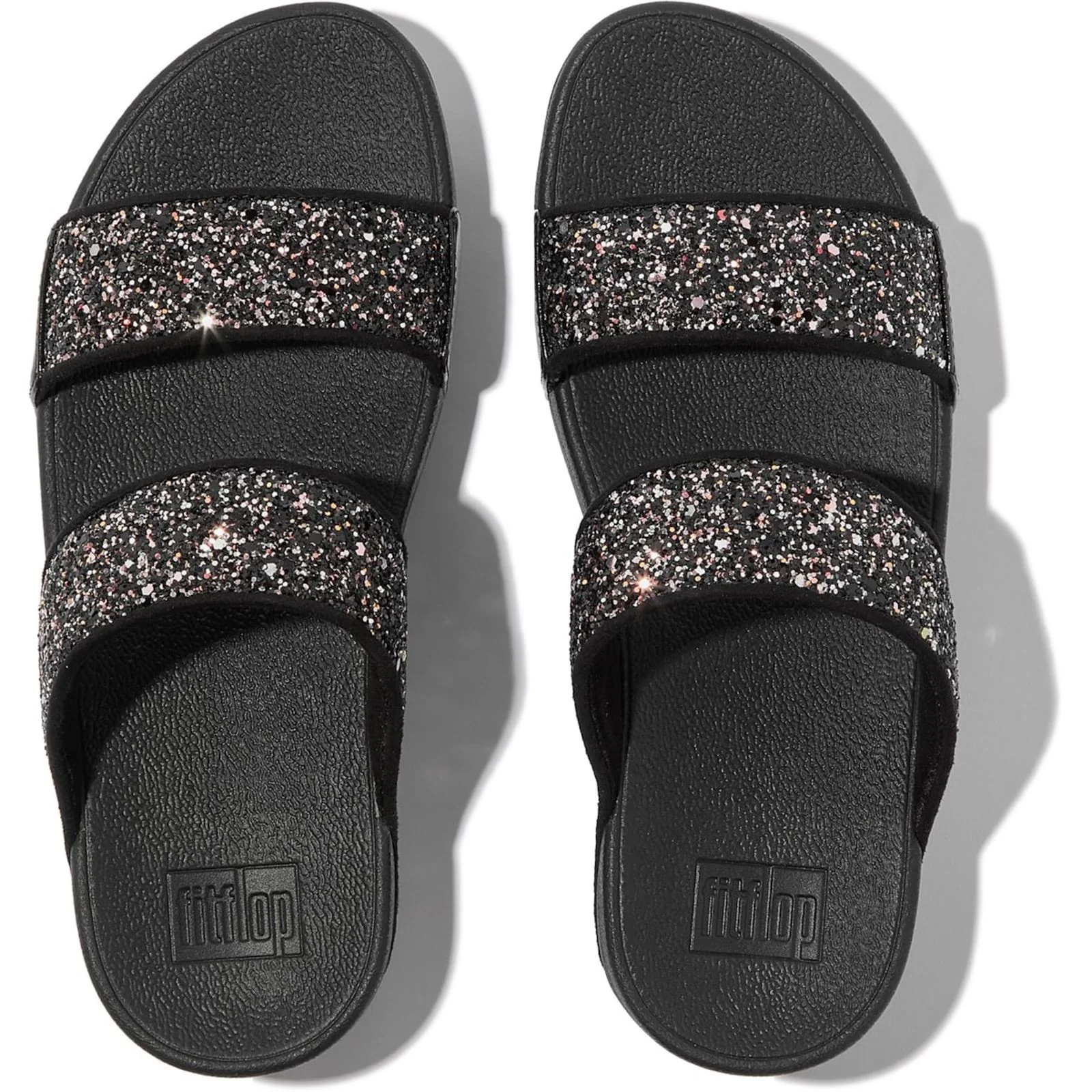 Fitflop Womens Lulu 2 Bar Glitter Sandal Black/Multi - Image 2