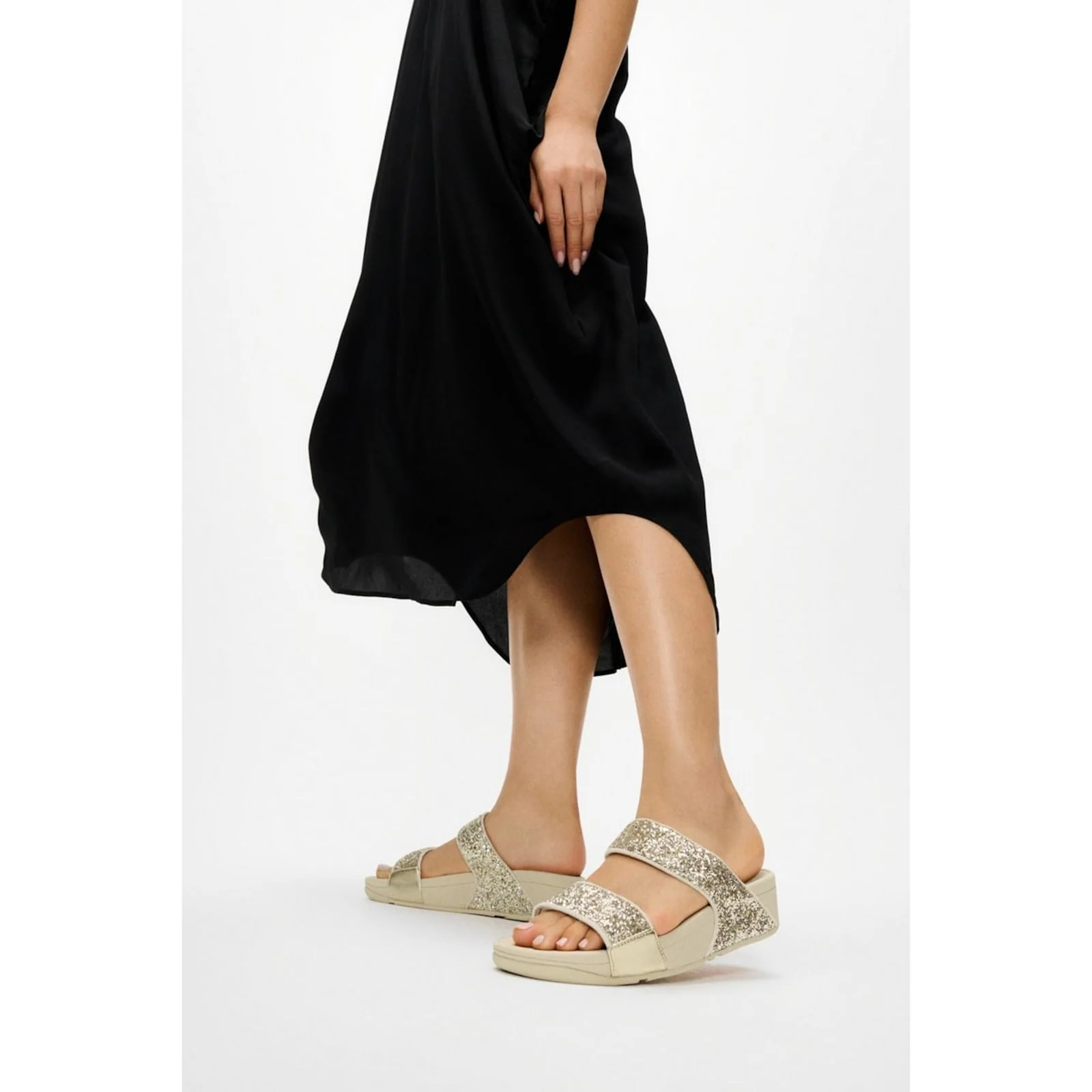 Fitflop Womens Lulu 2 Bar Glitter Sandal Platino/Silver - Image 6