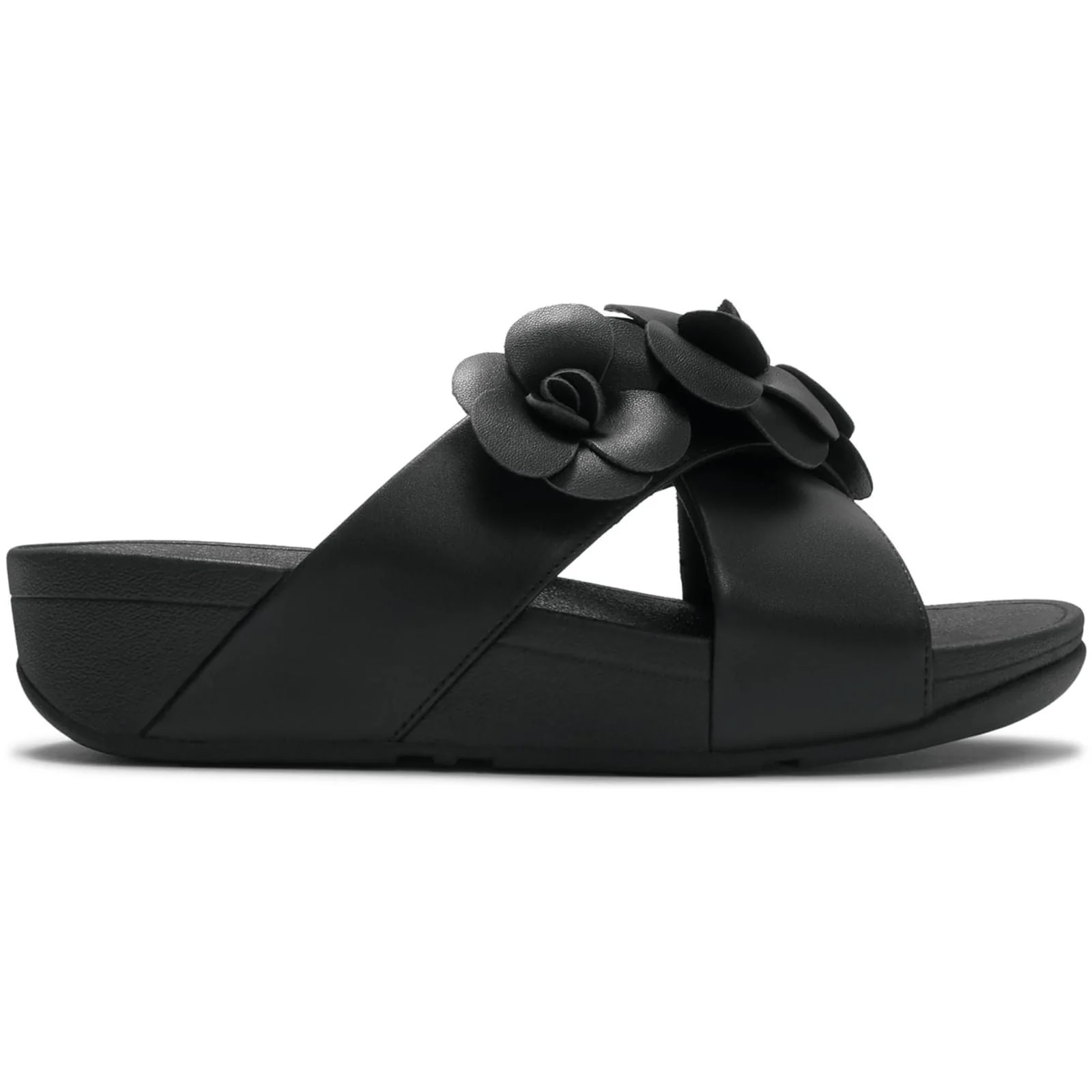Fitflop Womens Lulu Flower Cross Slides Black
