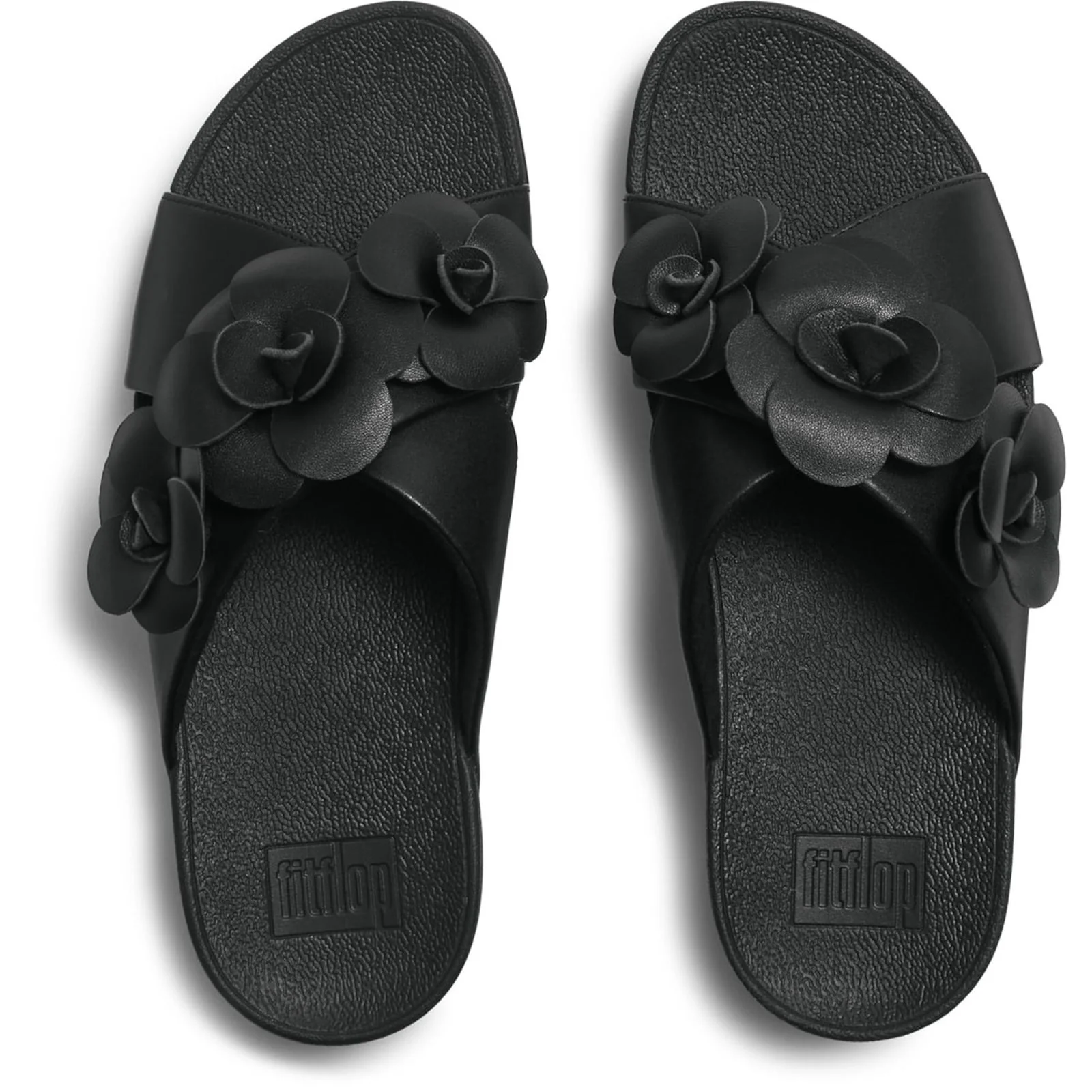 Fitflop Womens Lulu Flower Cross Slides Black - Image 2