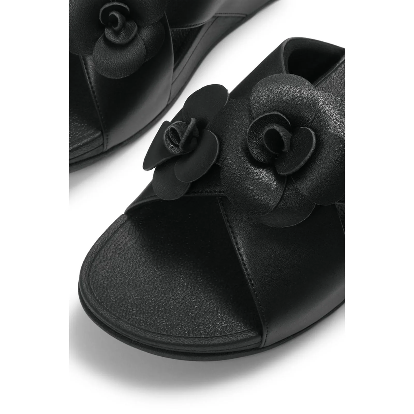 Fitflop Womens Lulu Flower Cross Slides Black - Image 4