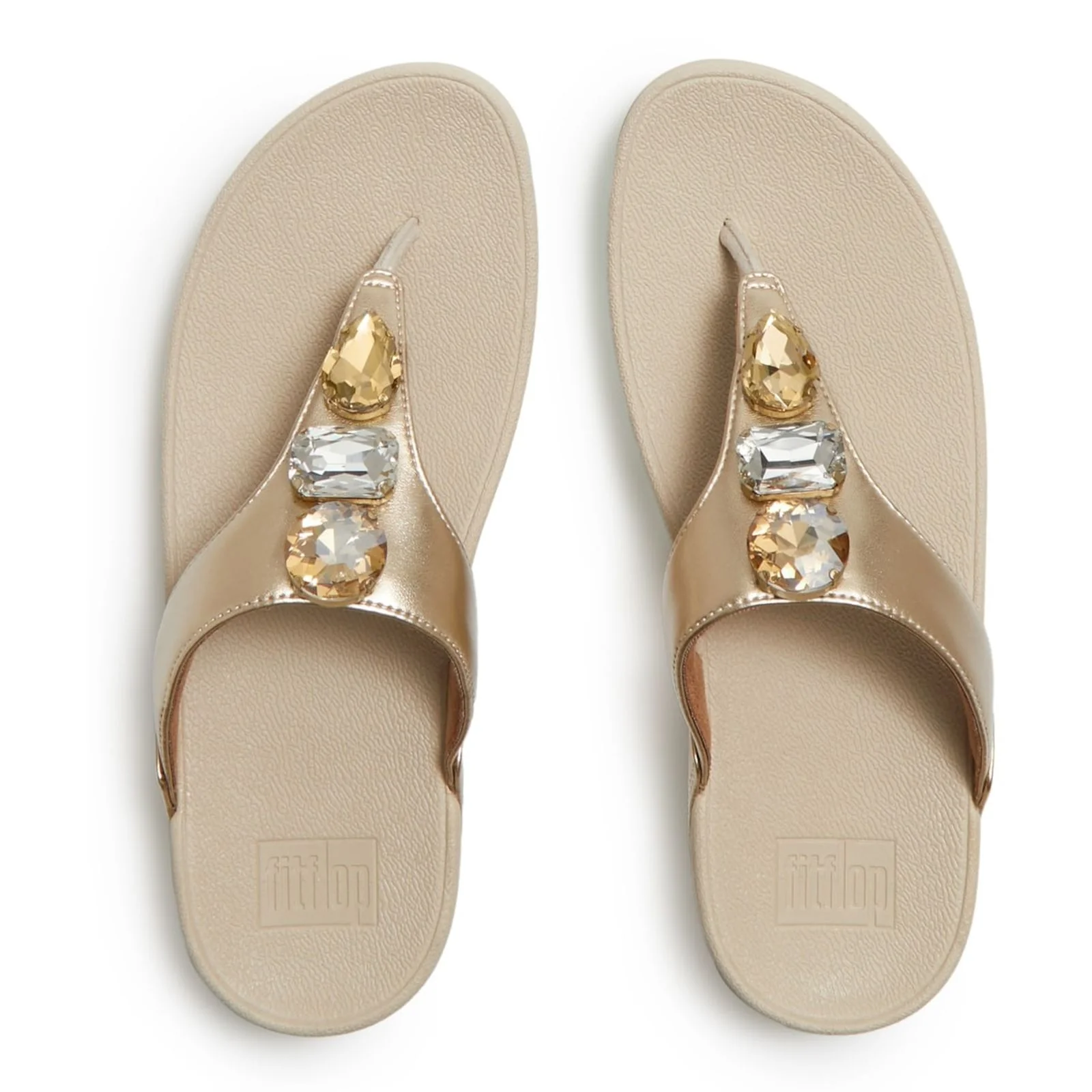 Fitflop Womens Lulu Ultra-Jewel Toe-Post Sandals Platino - Image 2