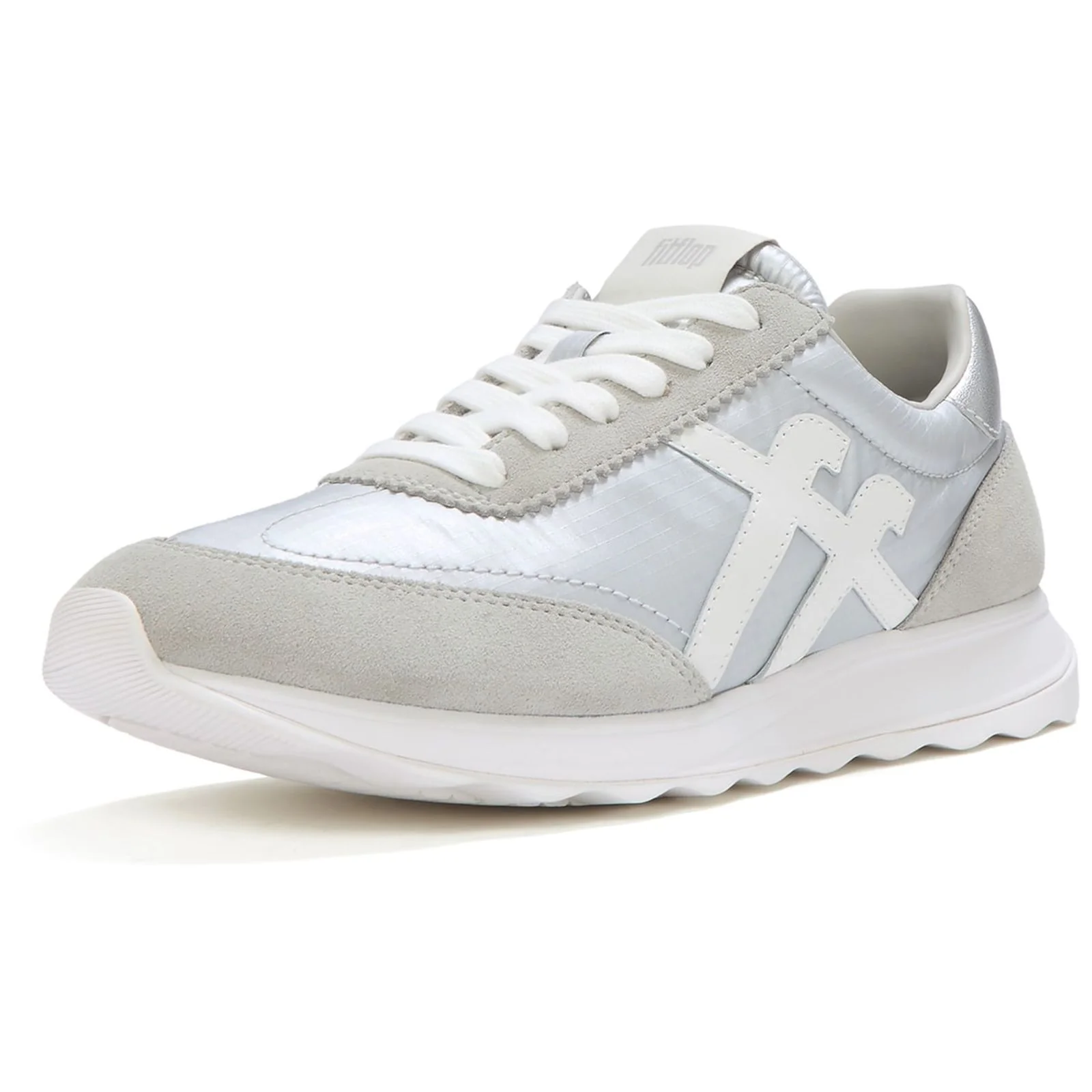 Fitflop Womens Retro-Q FF Sneaker Silver/Urban White - Image 5