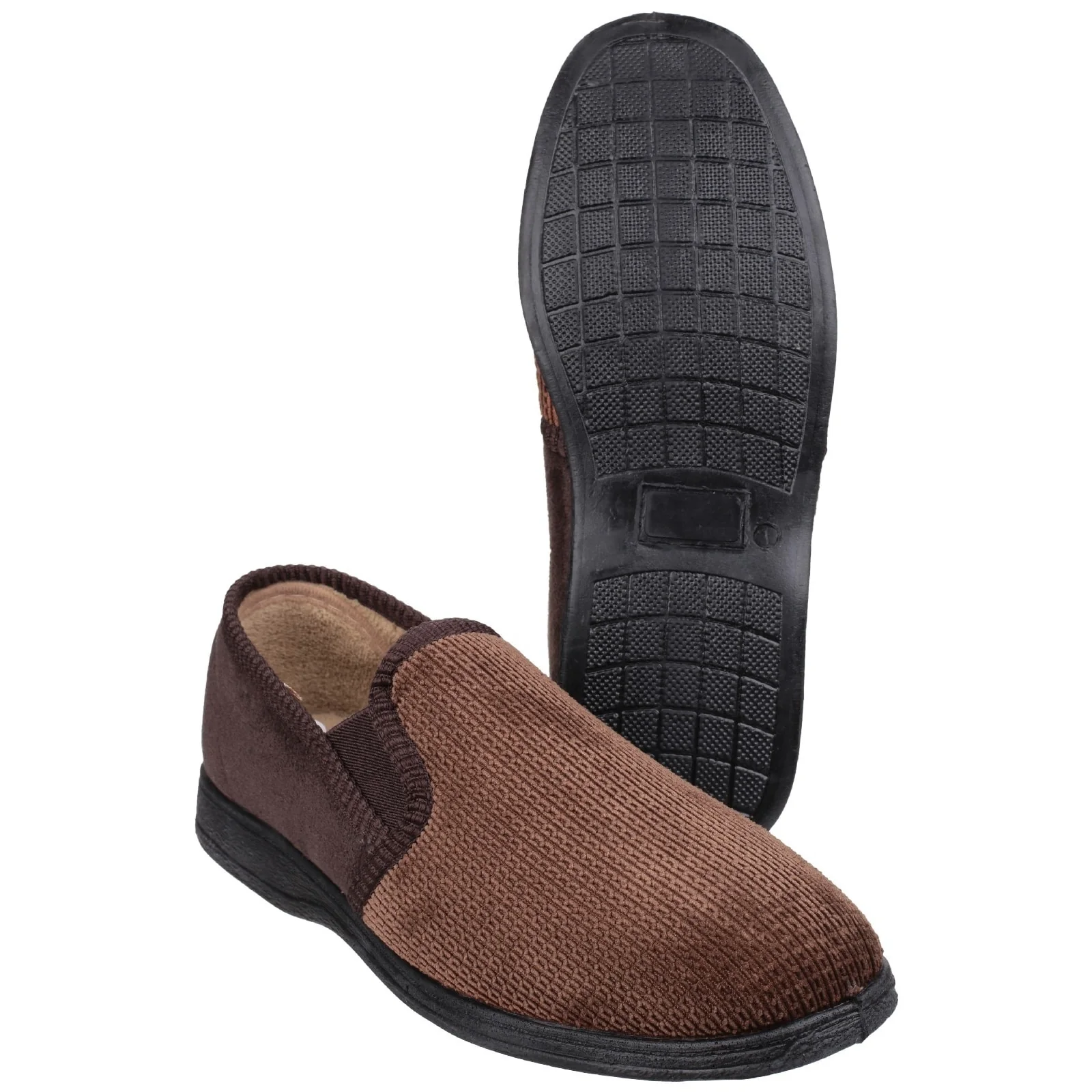 Fleet & Foster Mens Tim Twin Gusset Slipper Brown - Image 4