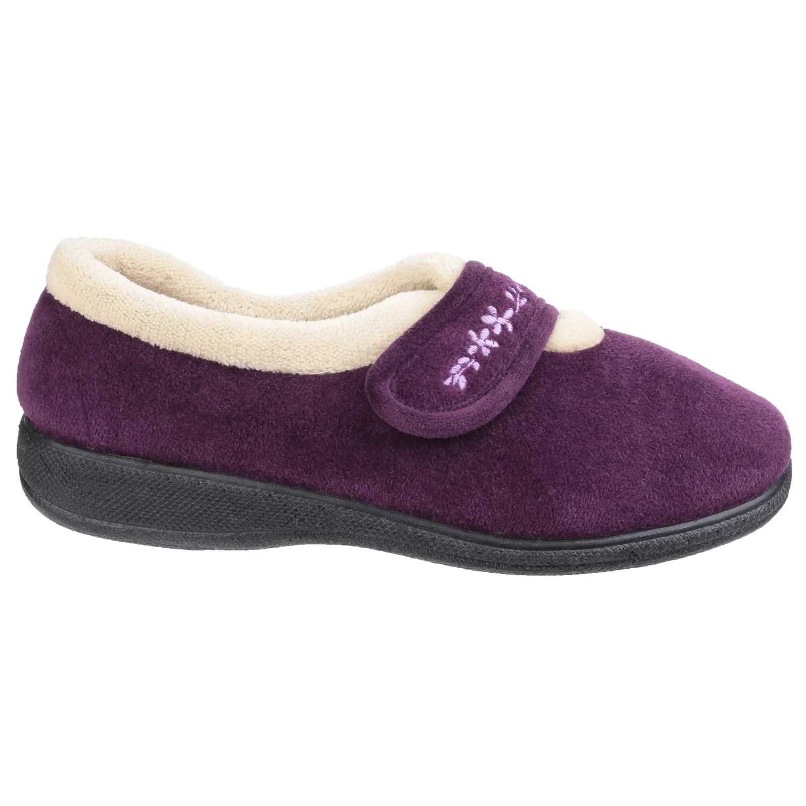 Fleet & Foster Womens Capa Touch Fastening Memory Foam Slipper Plum