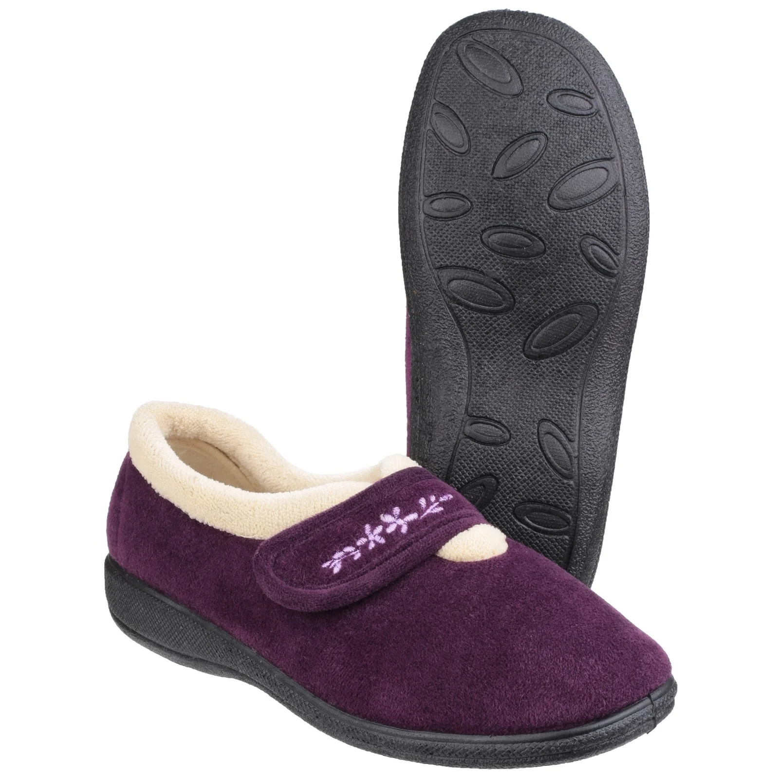 Fleet & Foster Womens Capa Touch Fastening Memory Foam Slipper Plum - Image 4