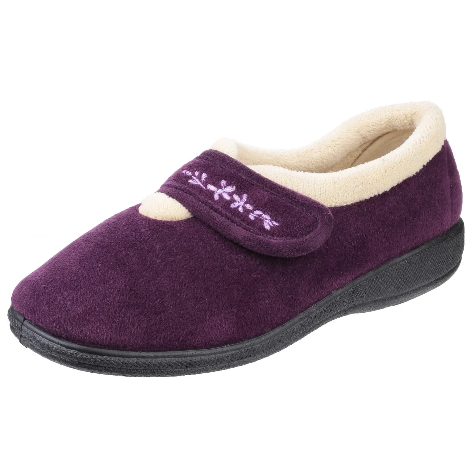 Fleet & Foster Womens Capa Touch Fastening Memory Foam Slipper Plum - Image 5