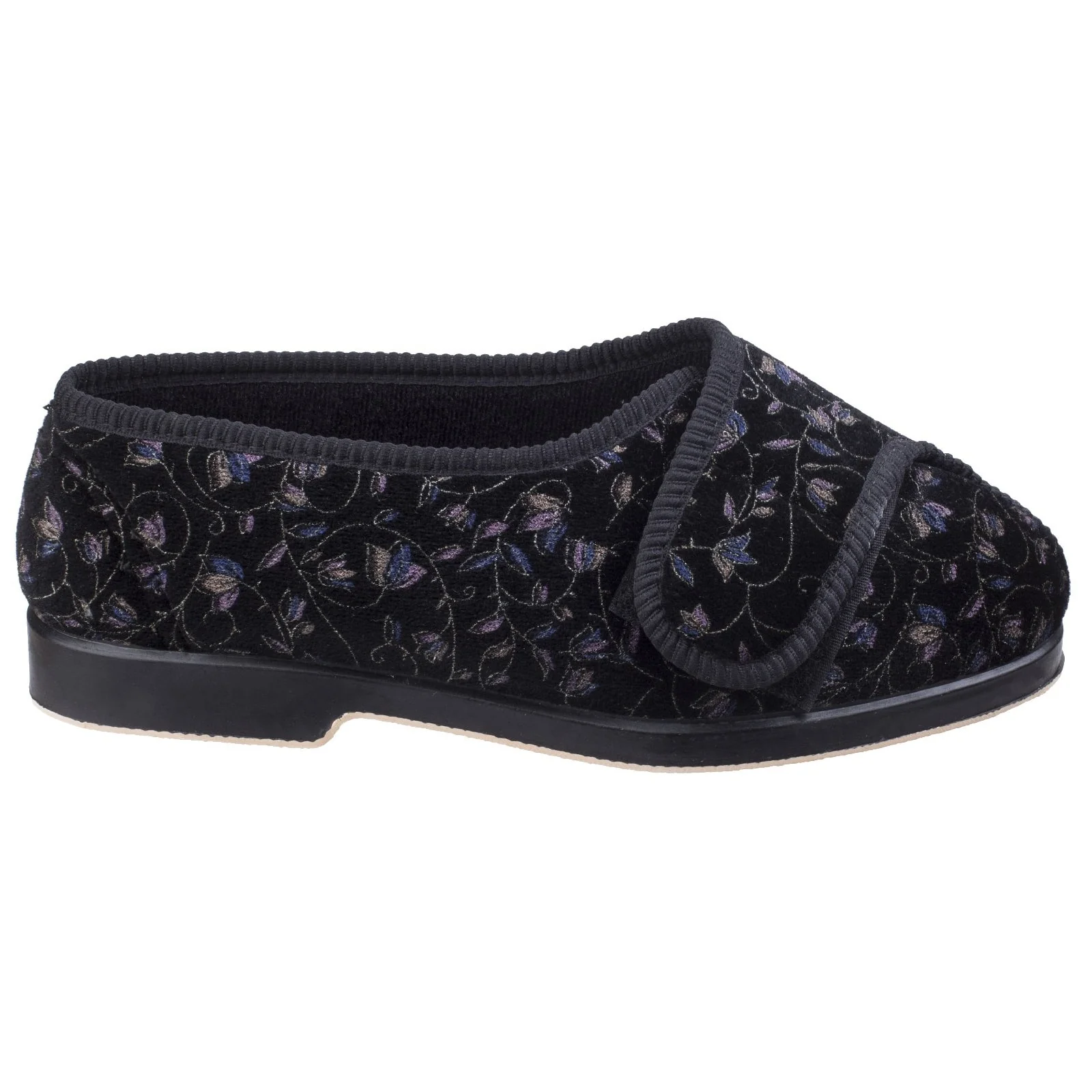 GBS Womens Nola Extra Wide Fit Ladies Slipper Black