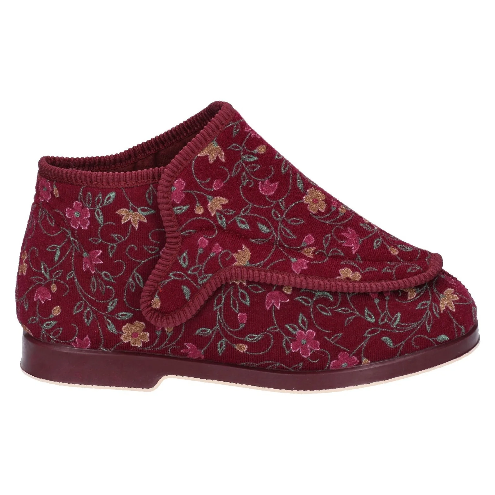 GBS Womens Rhona Ladies Extra Wide Fit Slipper Wine