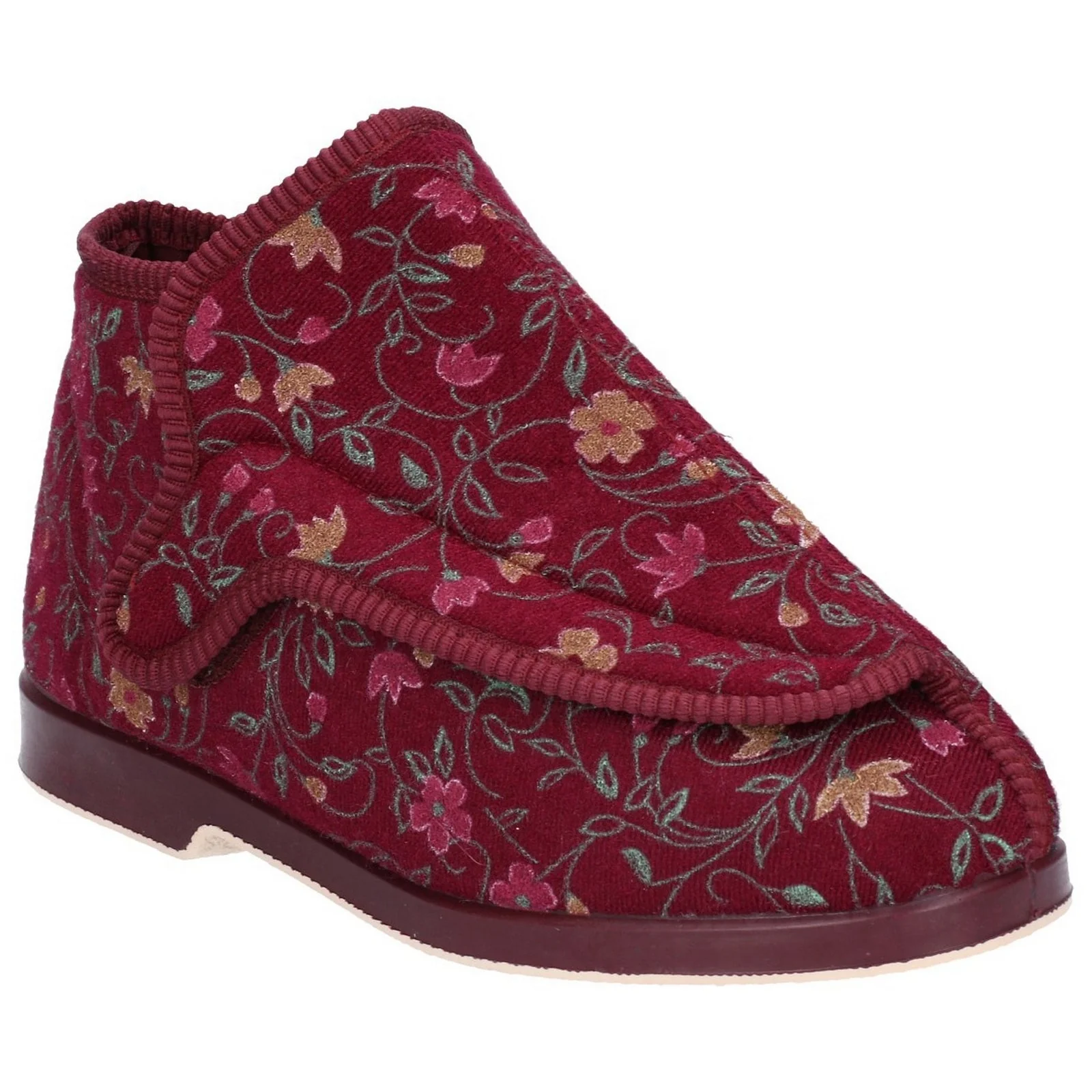 GBS Womens Rhona Ladies Extra Wide Fit Slipper Wine - Image 4