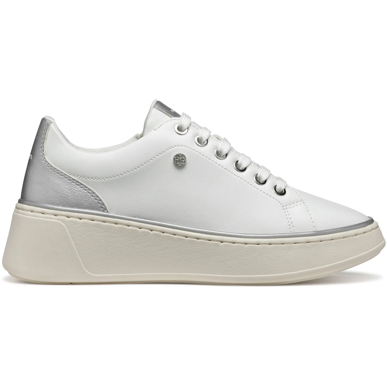 Geox Womens D SUNNETTY SNEAKERS White/Silver