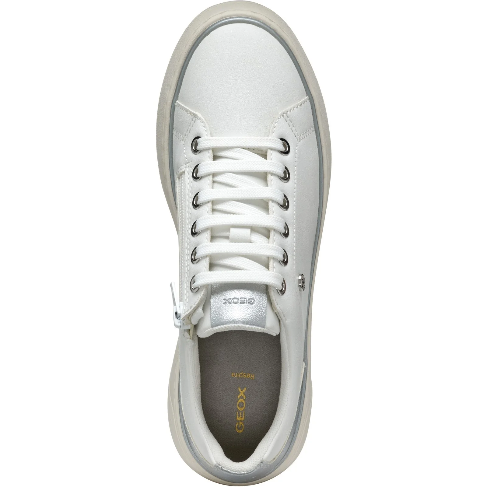 Geox Womens D SUNNETTY SNEAKERS White/Silver - Image 3