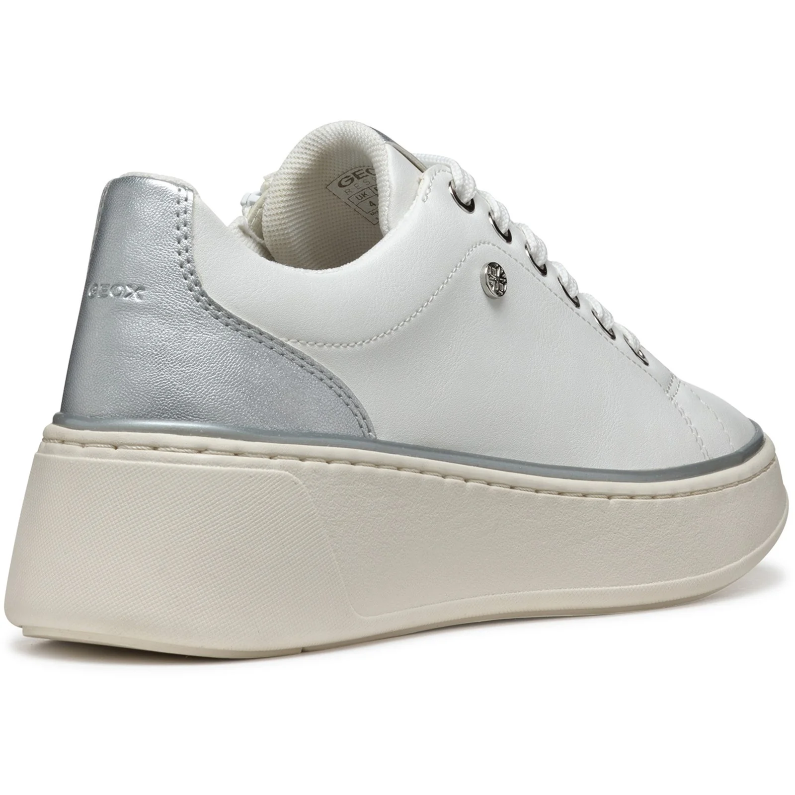 Geox Womens D SUNNETTY SNEAKERS White/Silver - Image 4