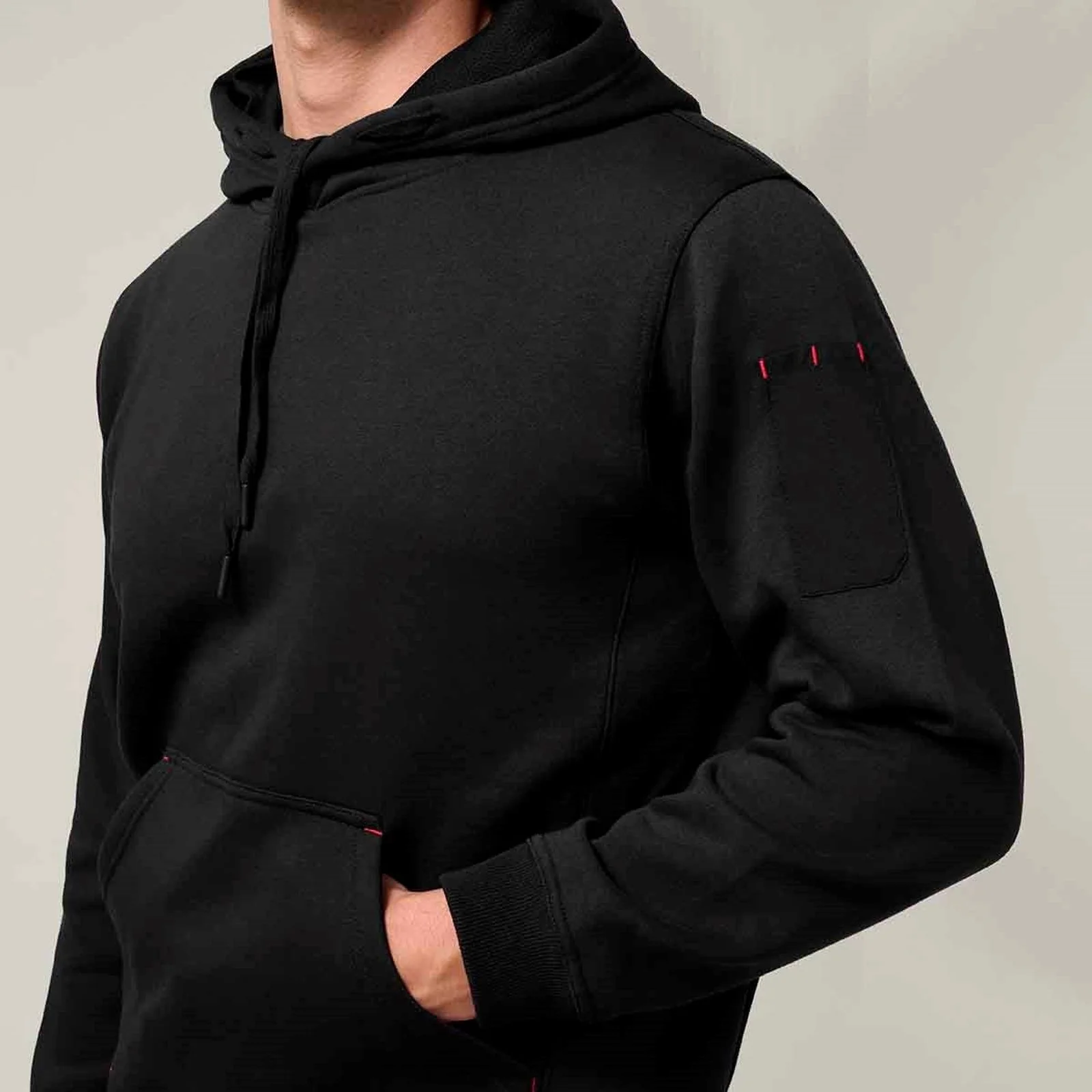 Hard Yakka Mens Brushed Fleece Hoodie Black - Image 3