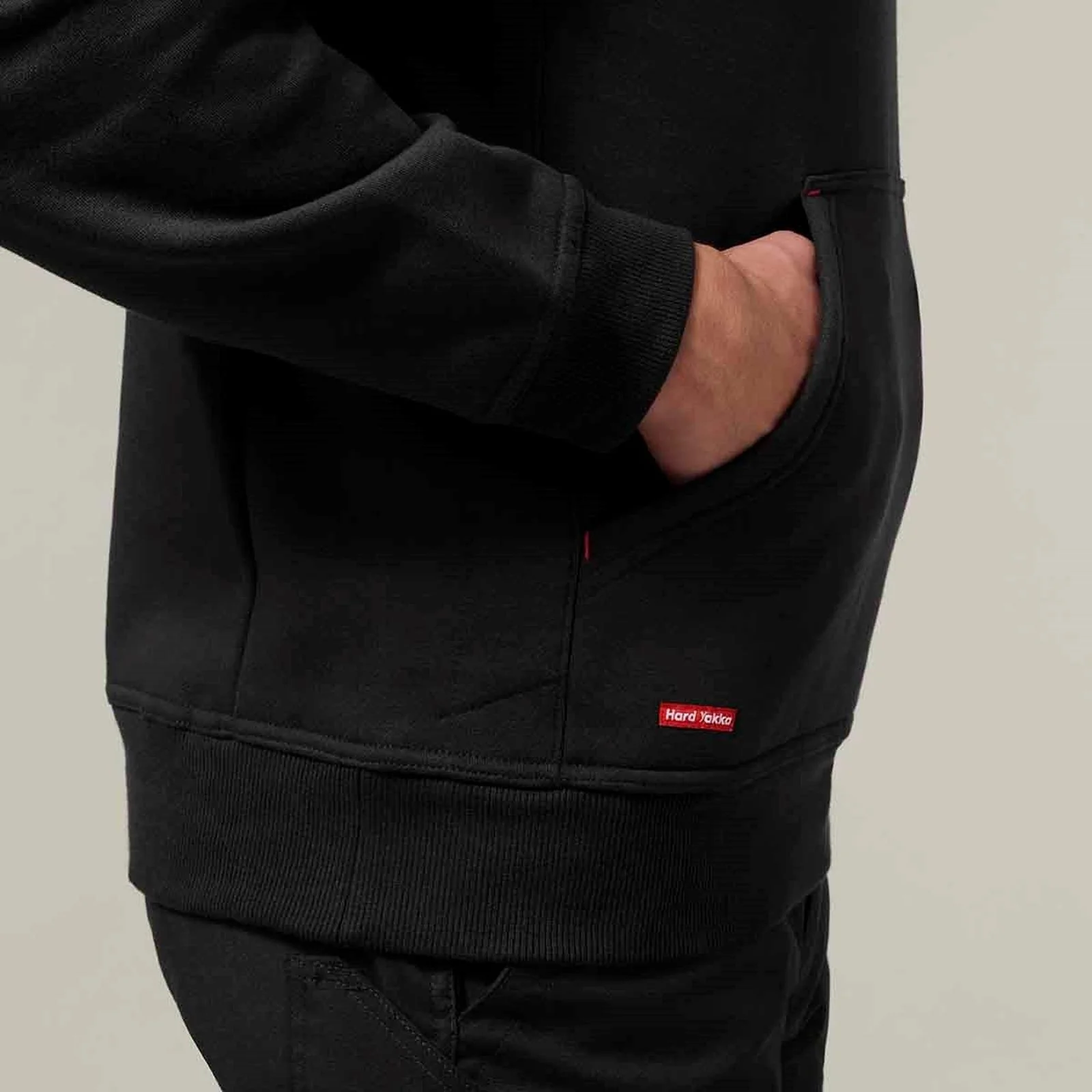 Hard Yakka Mens Brushed Fleece Hoodie Black - Image 6