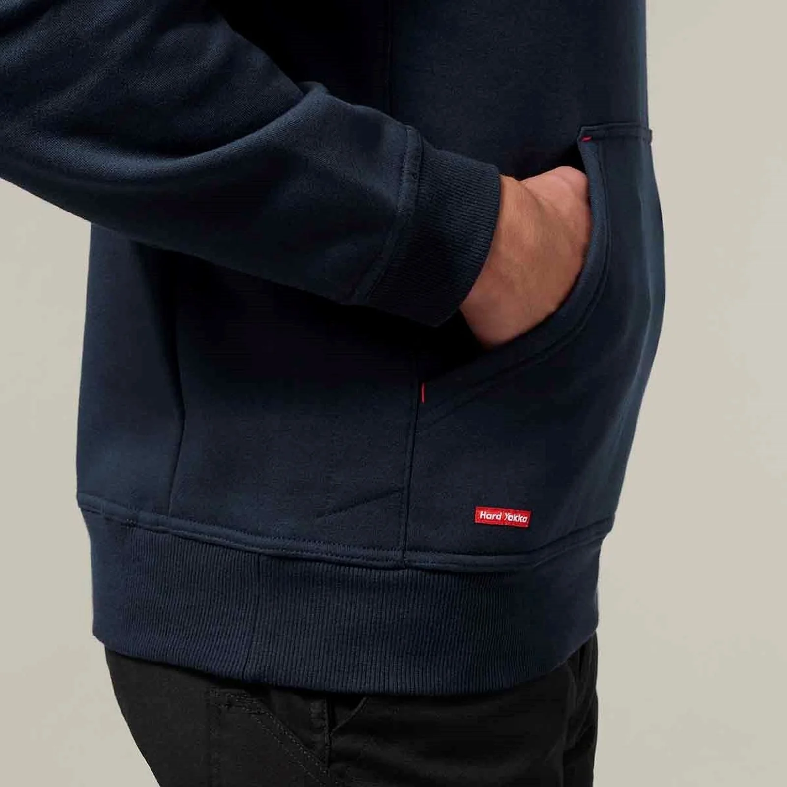 Hard Yakka Mens Brushed Fleece Hoodie Navy - Image 6