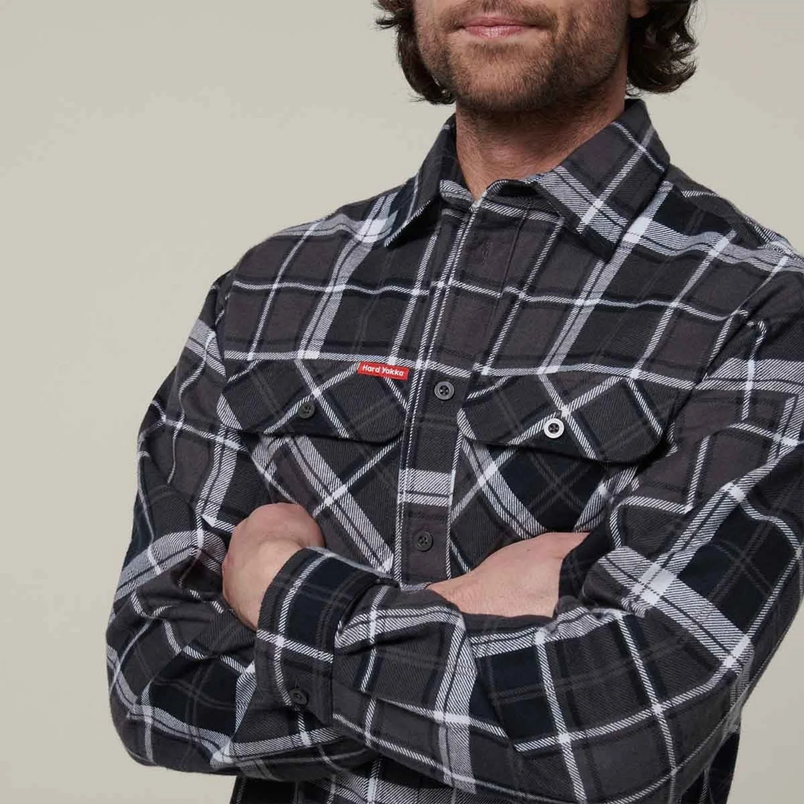 Hard Yakka Mens Core Flannel Shirt Charcoal - Image 3