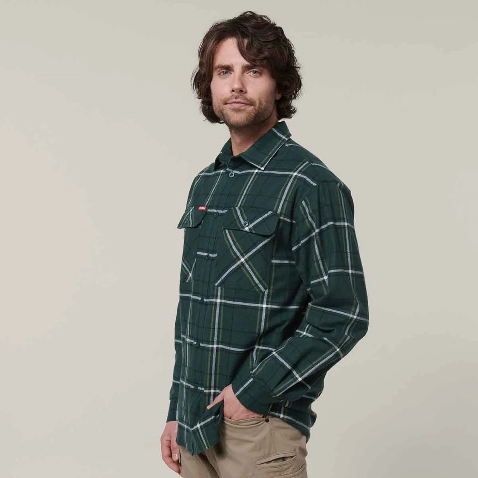 Hard Yakka Mens Core Flannel Shirt Green - Image 5