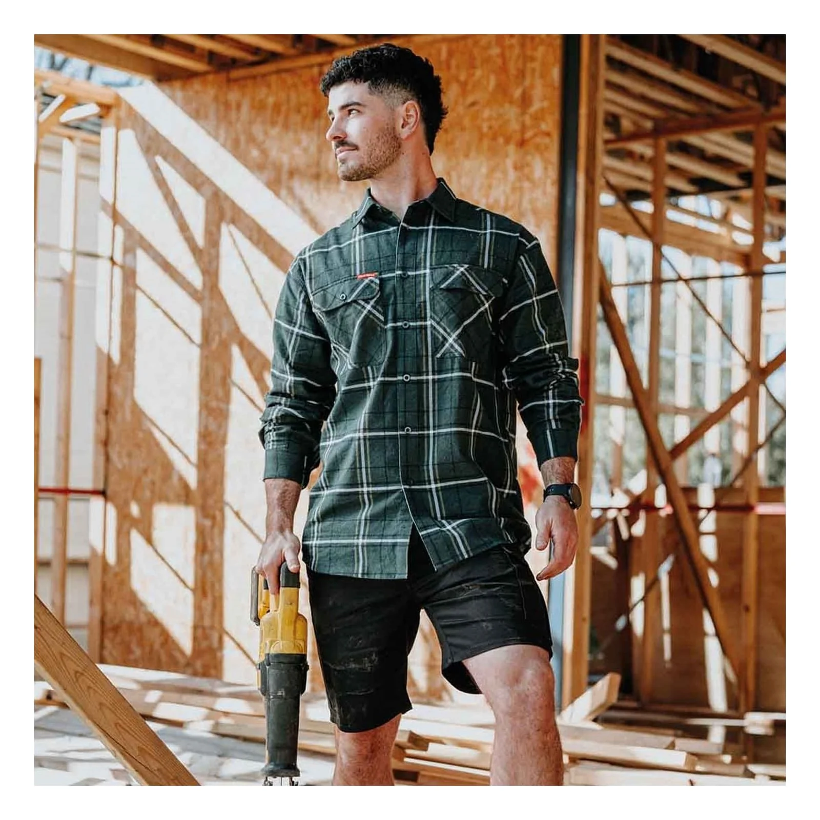 Hard Yakka Mens Core Flannel Shirt Green - Image 6