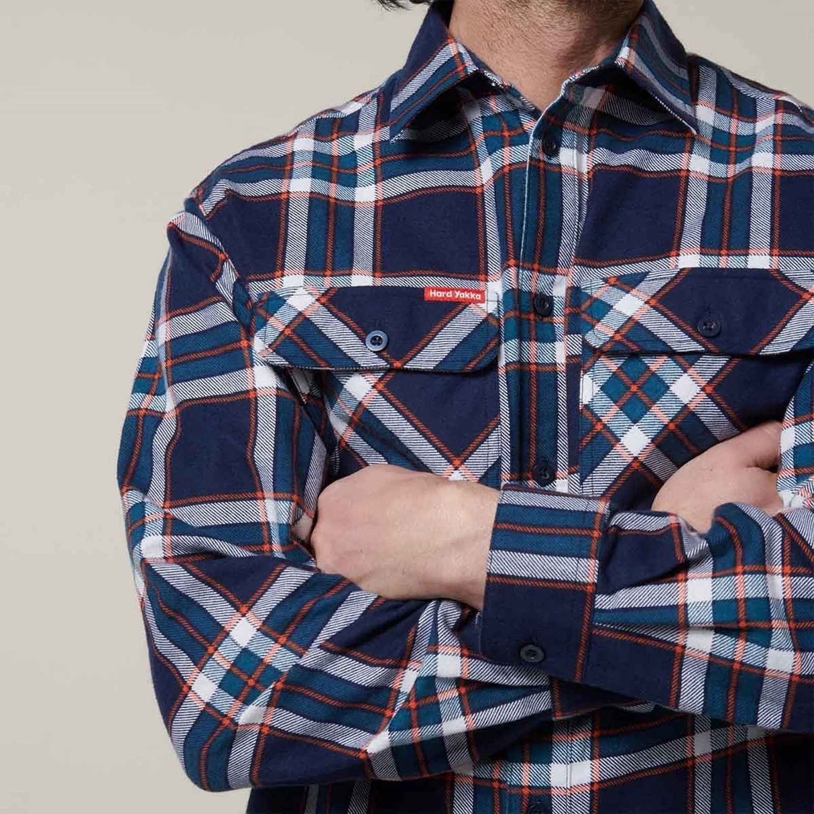Hard Yakka Mens Core Flannel Shirt Navy - Image 3