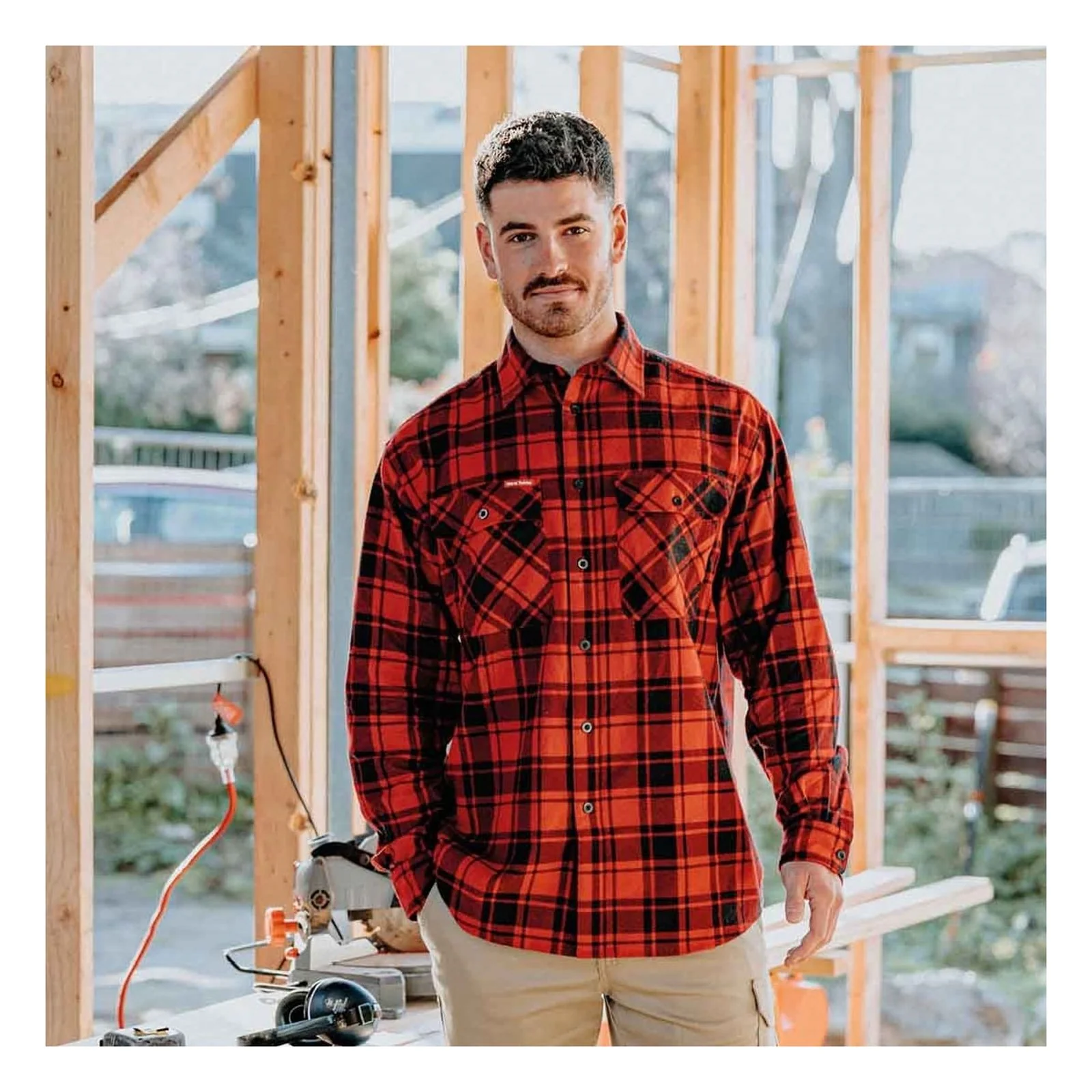 Hard Yakka Mens Core Flannel Shirt Red - Image 5