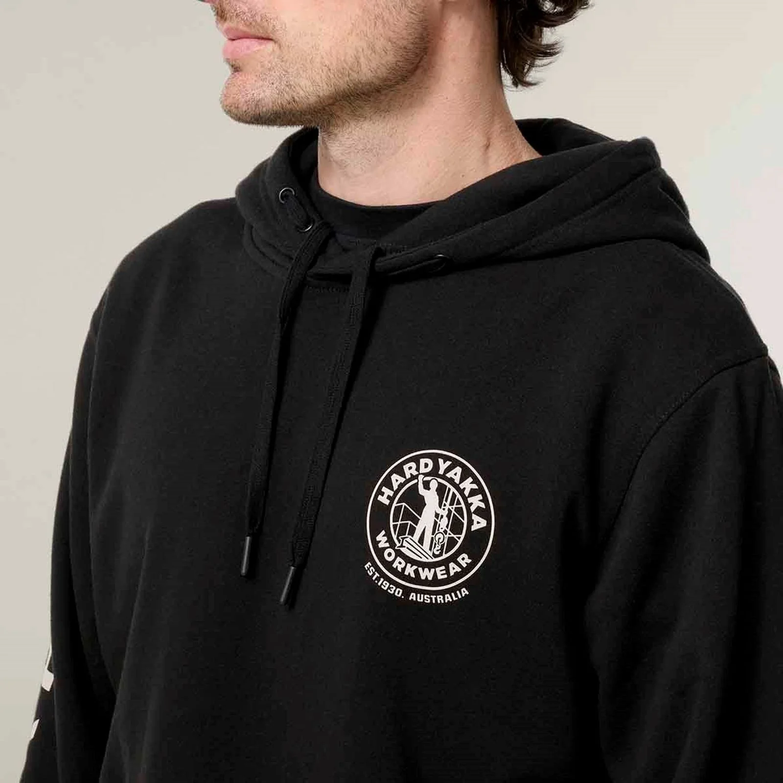 Hard Yakka Mens Heritage Hoodie Black - Image 3