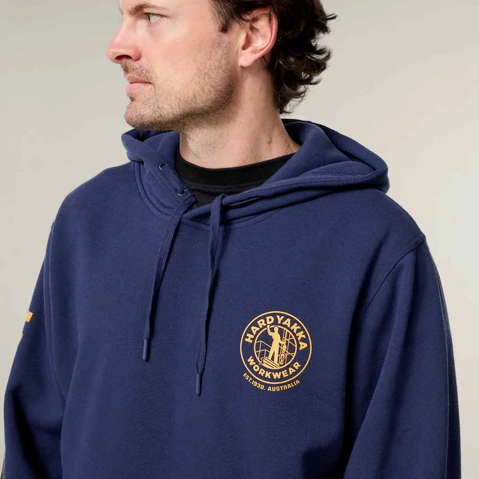 Hard Yakka Mens Heritage Hoodie Navy - Image 3