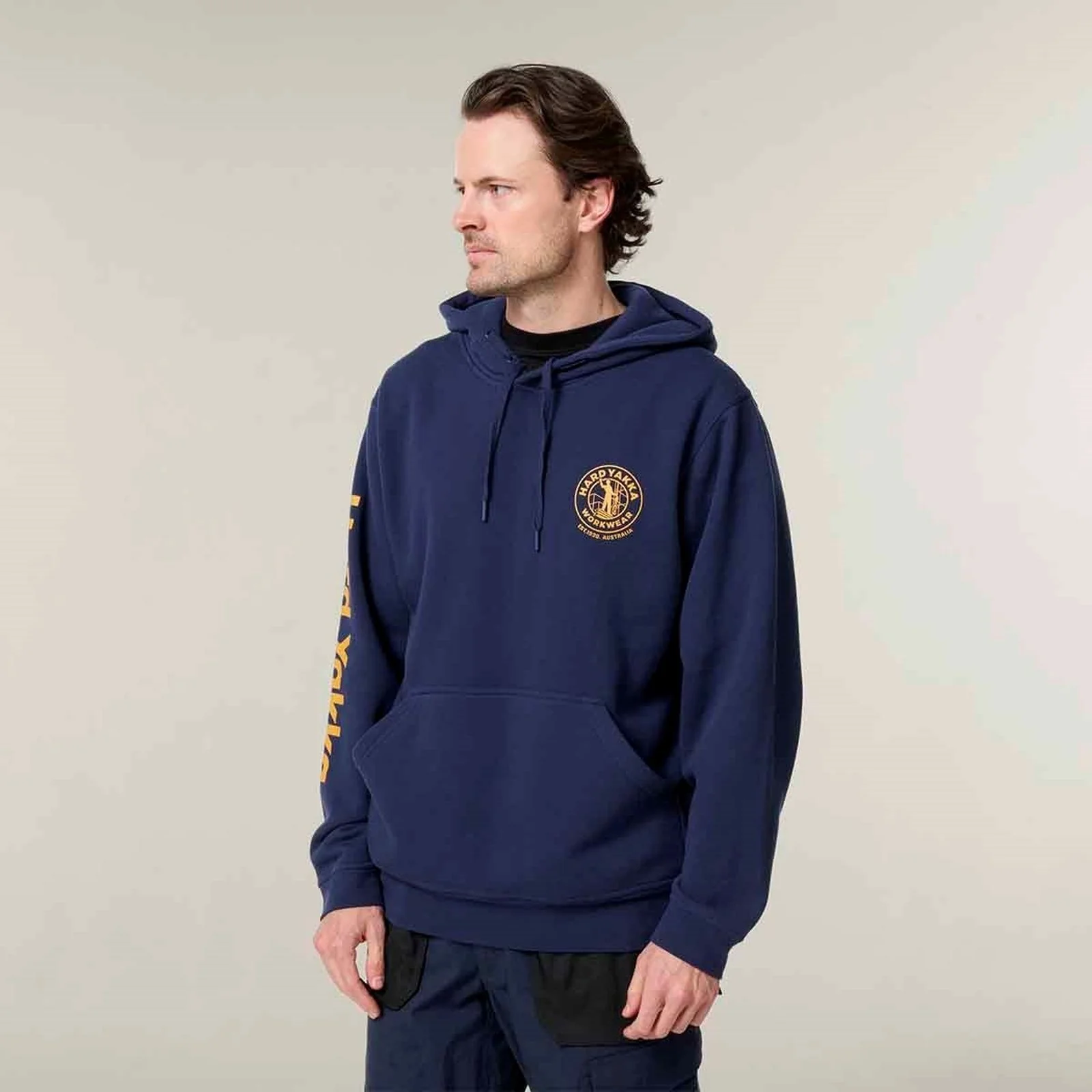 Hard Yakka Mens Heritage Hoodie Navy - Image 4