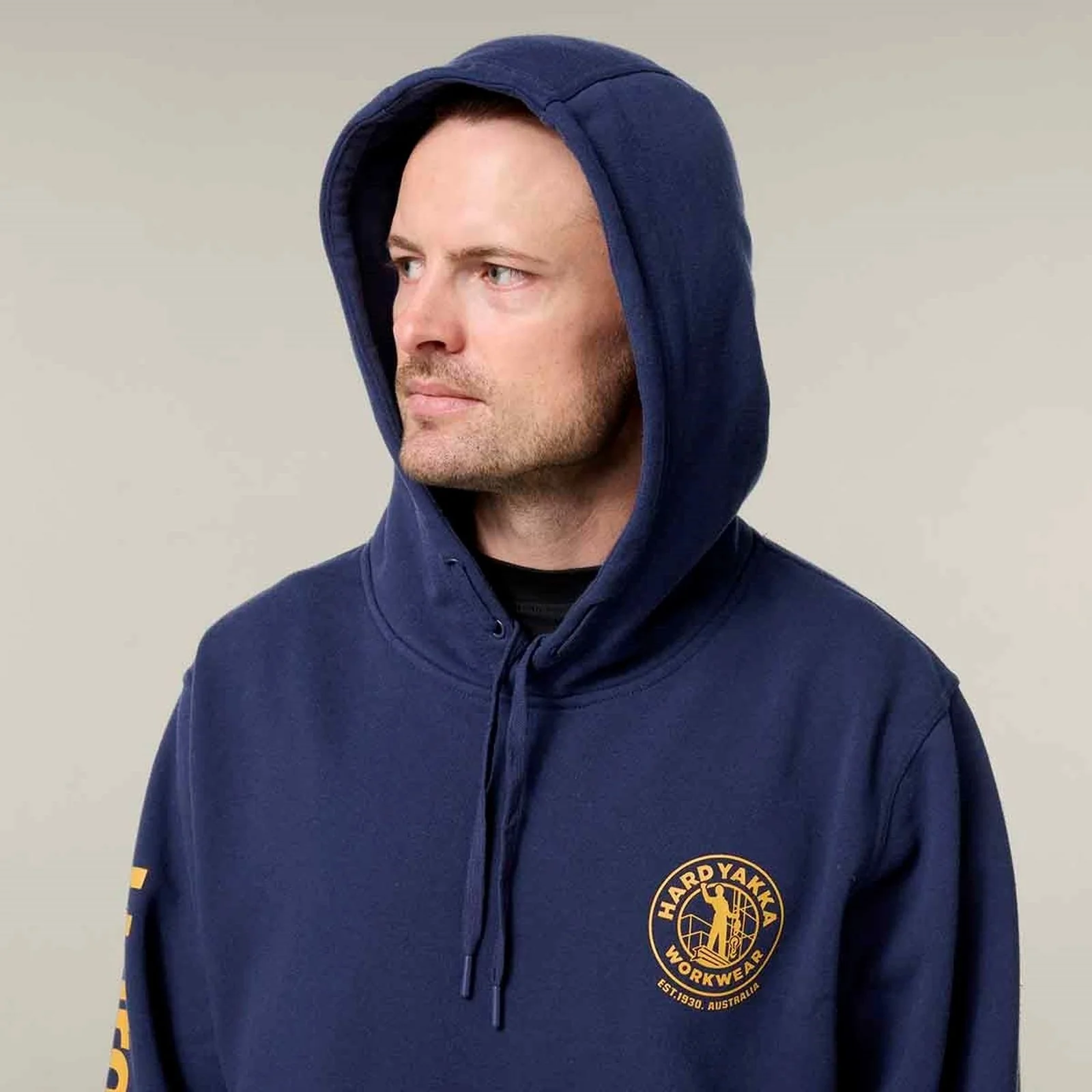 Hard Yakka Mens Heritage Hoodie Navy - Image 5