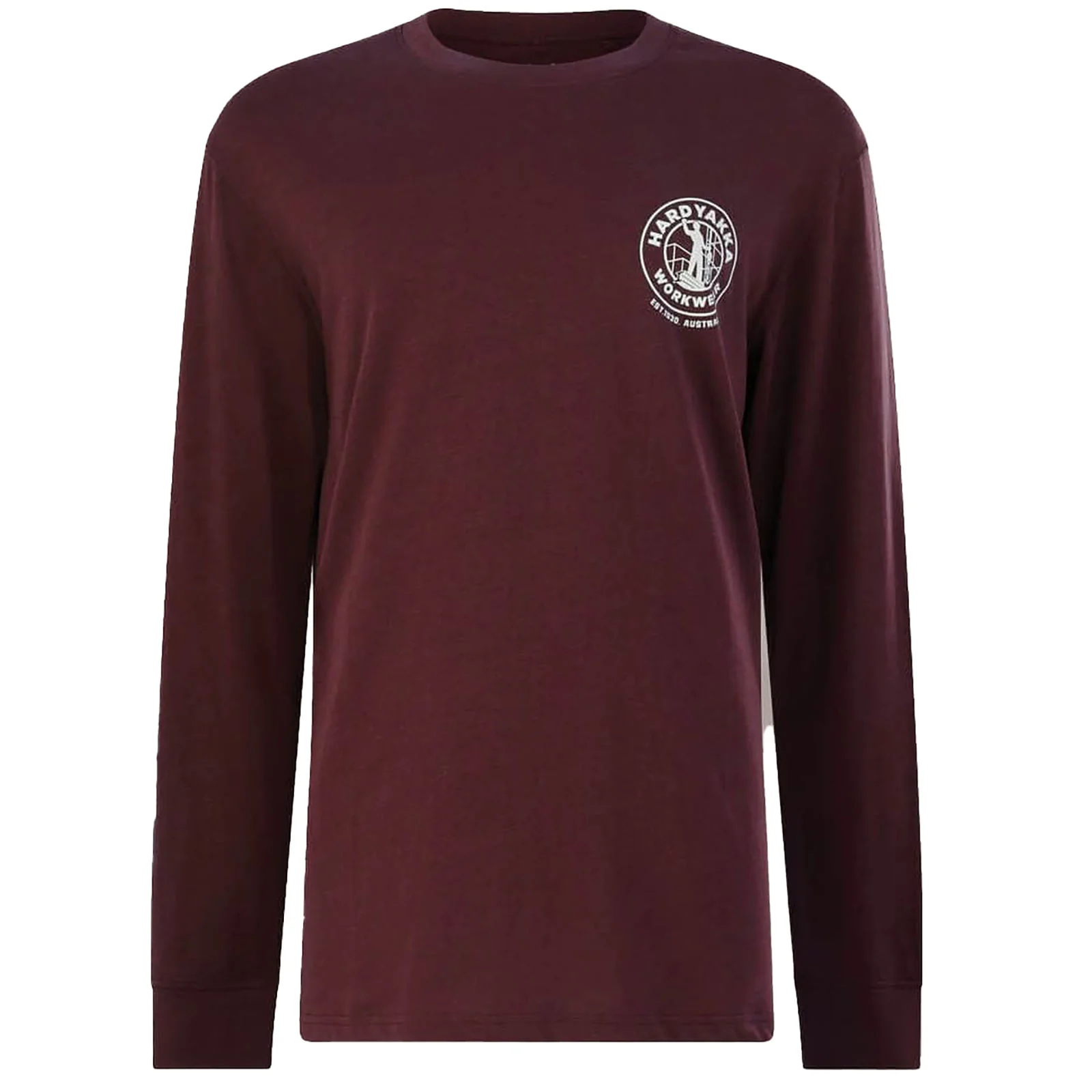 Hard Yakka Mens Heritage Icon Long Sleeve Tee Burgundy