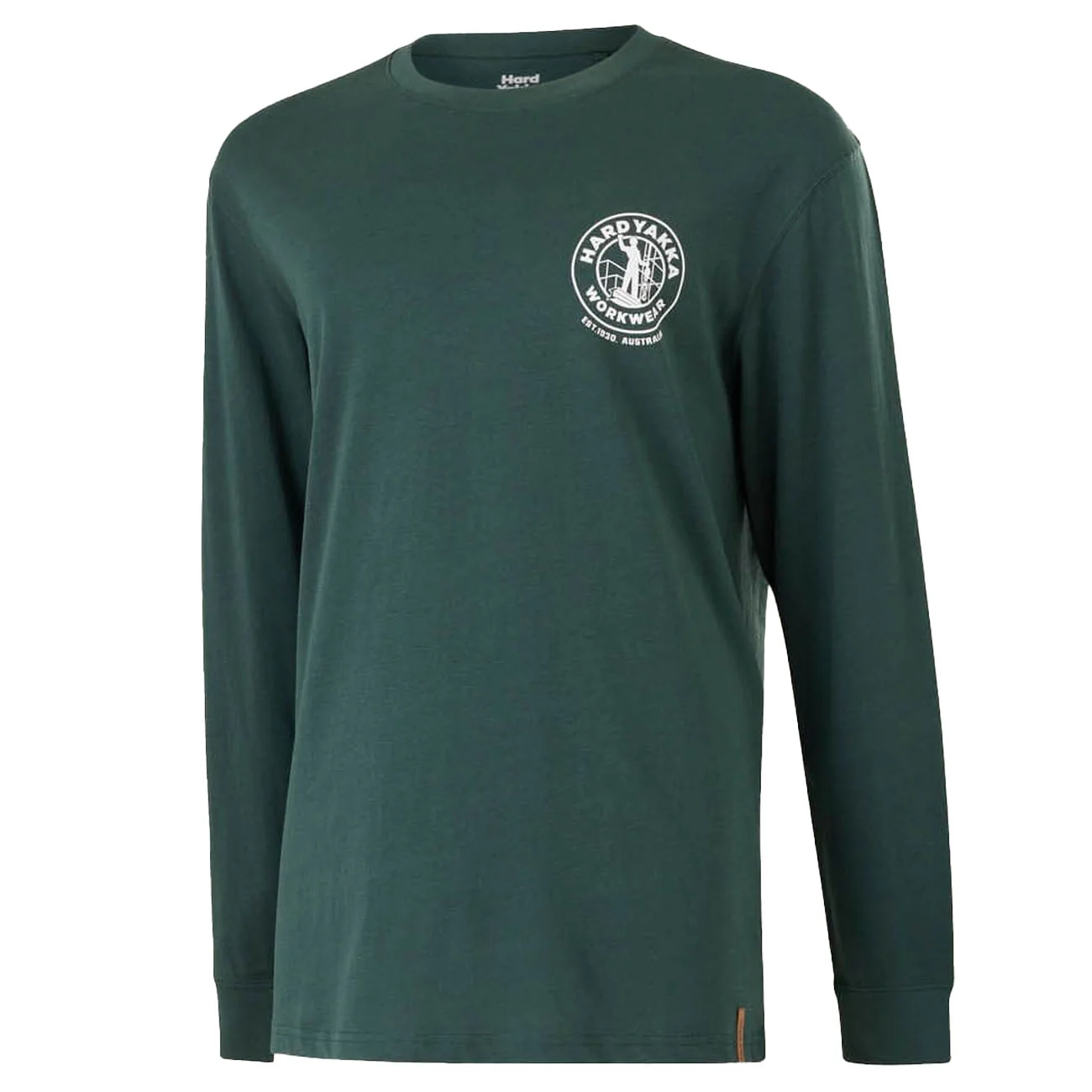 Hard Yakka Mens Heritage Icon Long Sleeve Tee Gardeners Green - Image 3