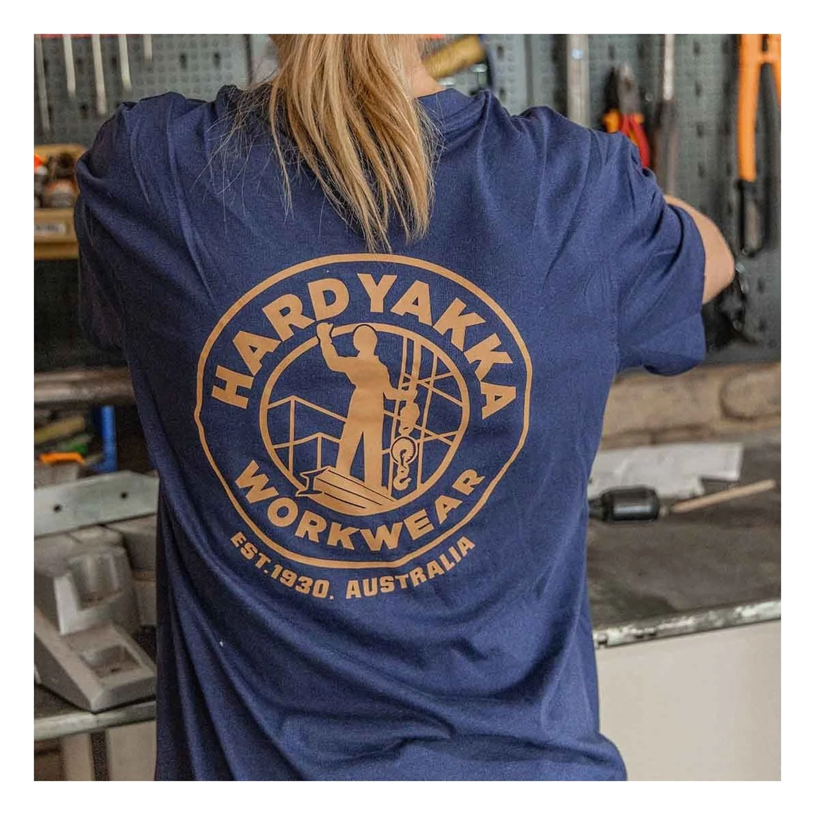 Hard Yakka Mens Heritage Icon Short Sleeve Tee Navy - Image 5
