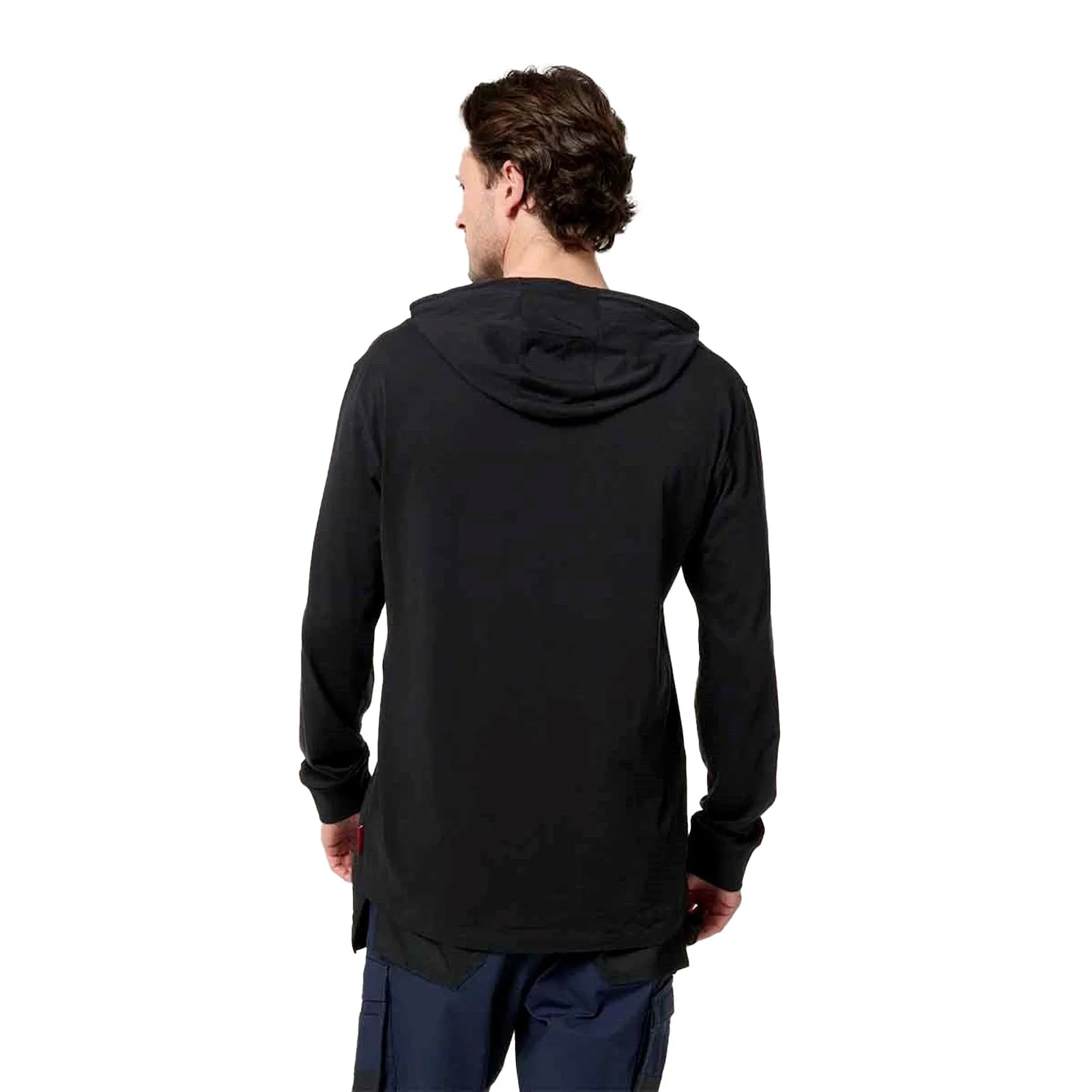 Hard Yakka Mens Hooded Long Sleeve Tee Black - Image 2
