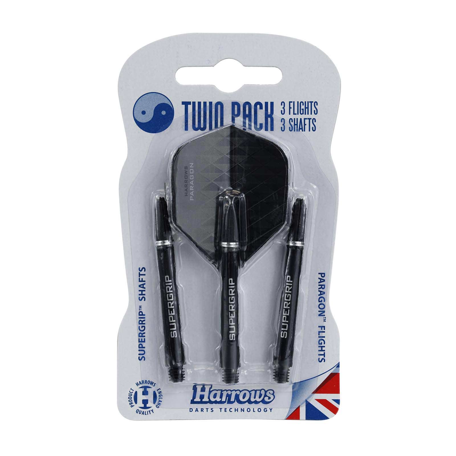 Harrows Twin Pack - Shaft and Flight Set Black / Silver
