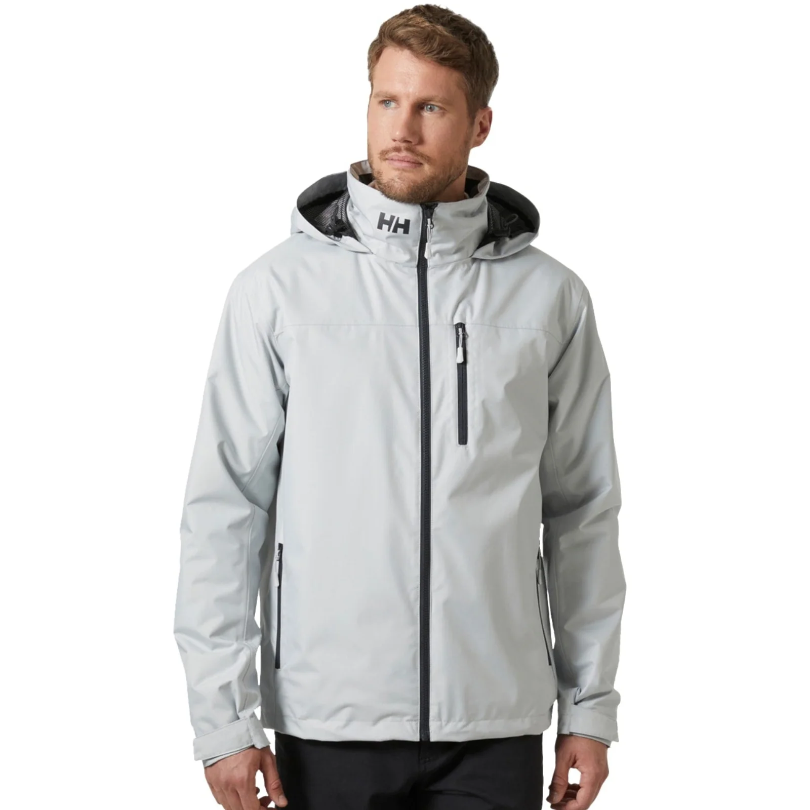 Helly Hansen Sport Mens Crew Hooded Midlayer Sailing Jacket 2.0 Grey Fog