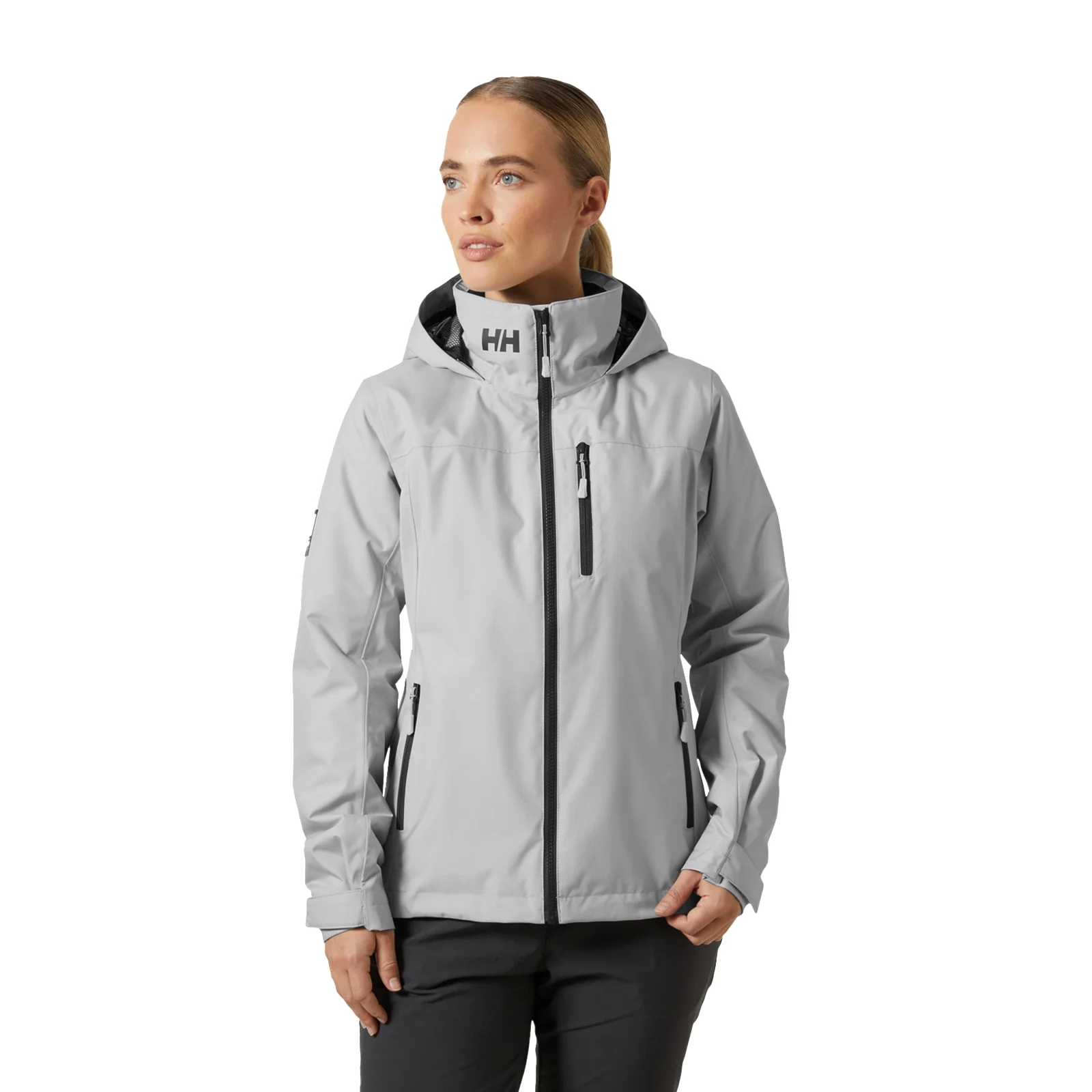 Helly Hansen Sport Womens Crew Hooded Midlayer Sailing Jacket 2.1 Grey Fog