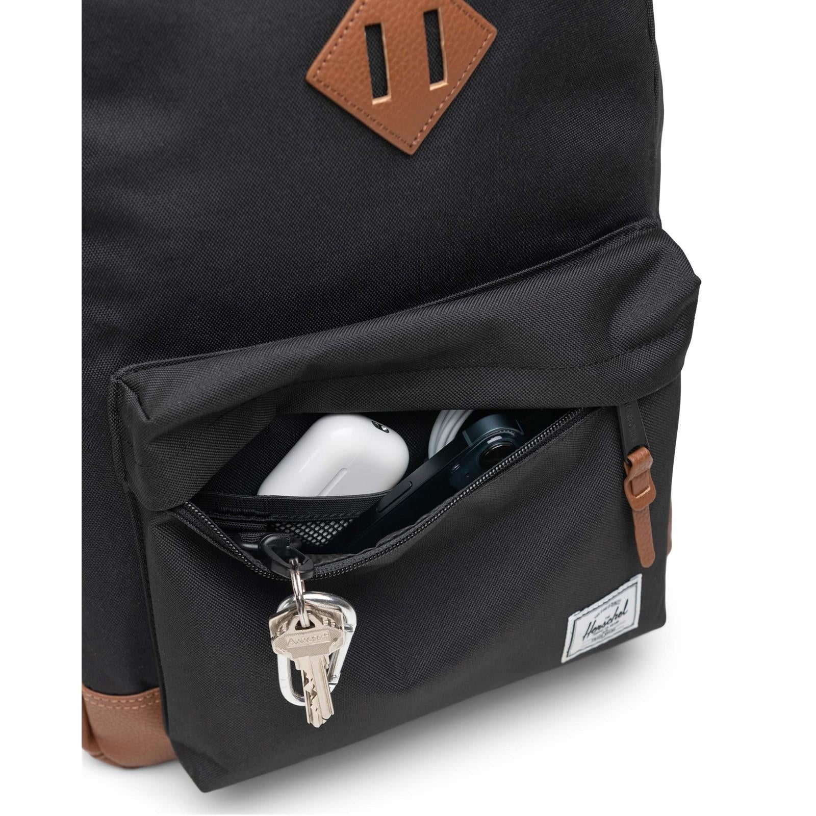 Herschel Bags Unisex Herschel Heritage Backpack Black/Tan - Image 5