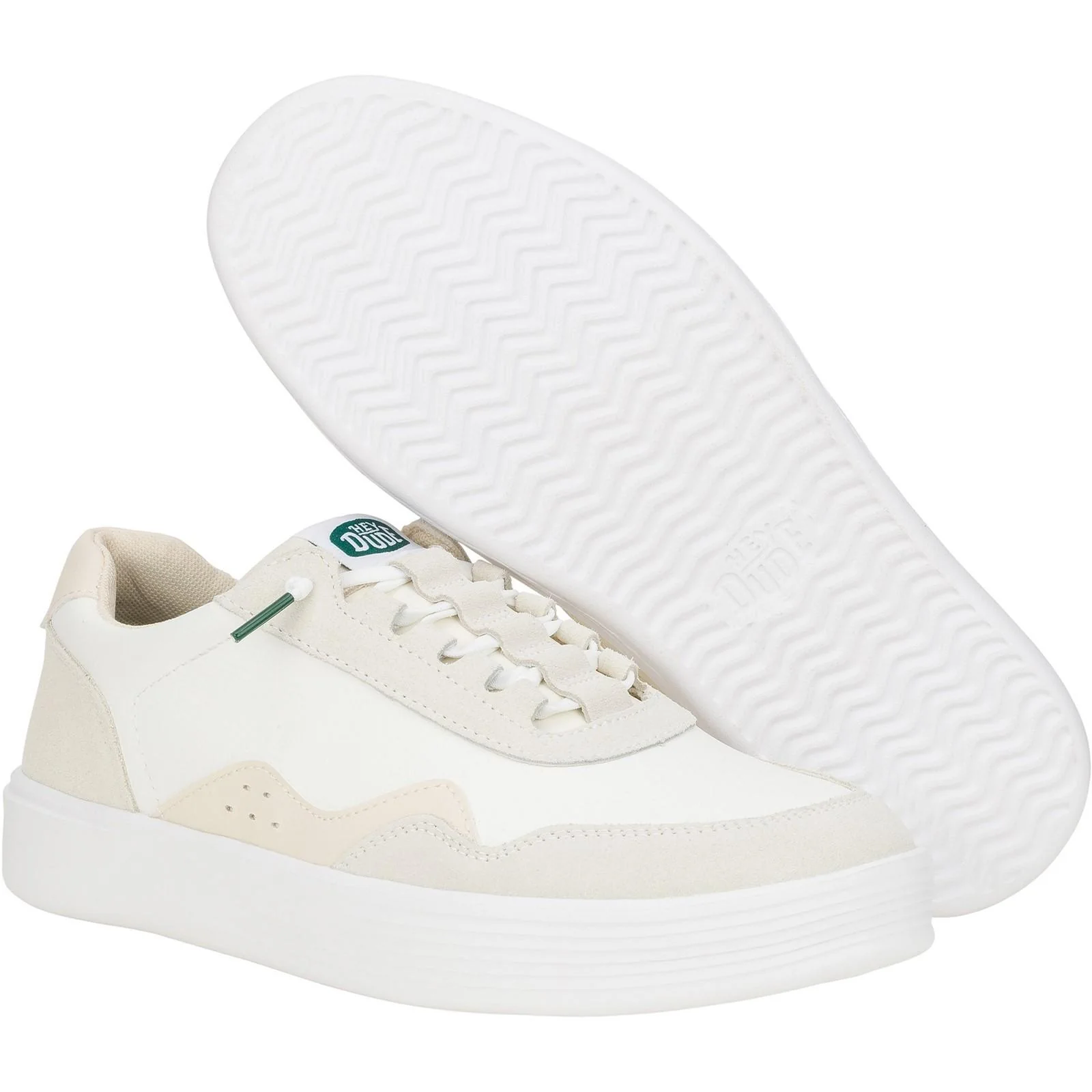 HEYDUDE Mens Hudson Classic Trainers Light Beige/White - Image 3