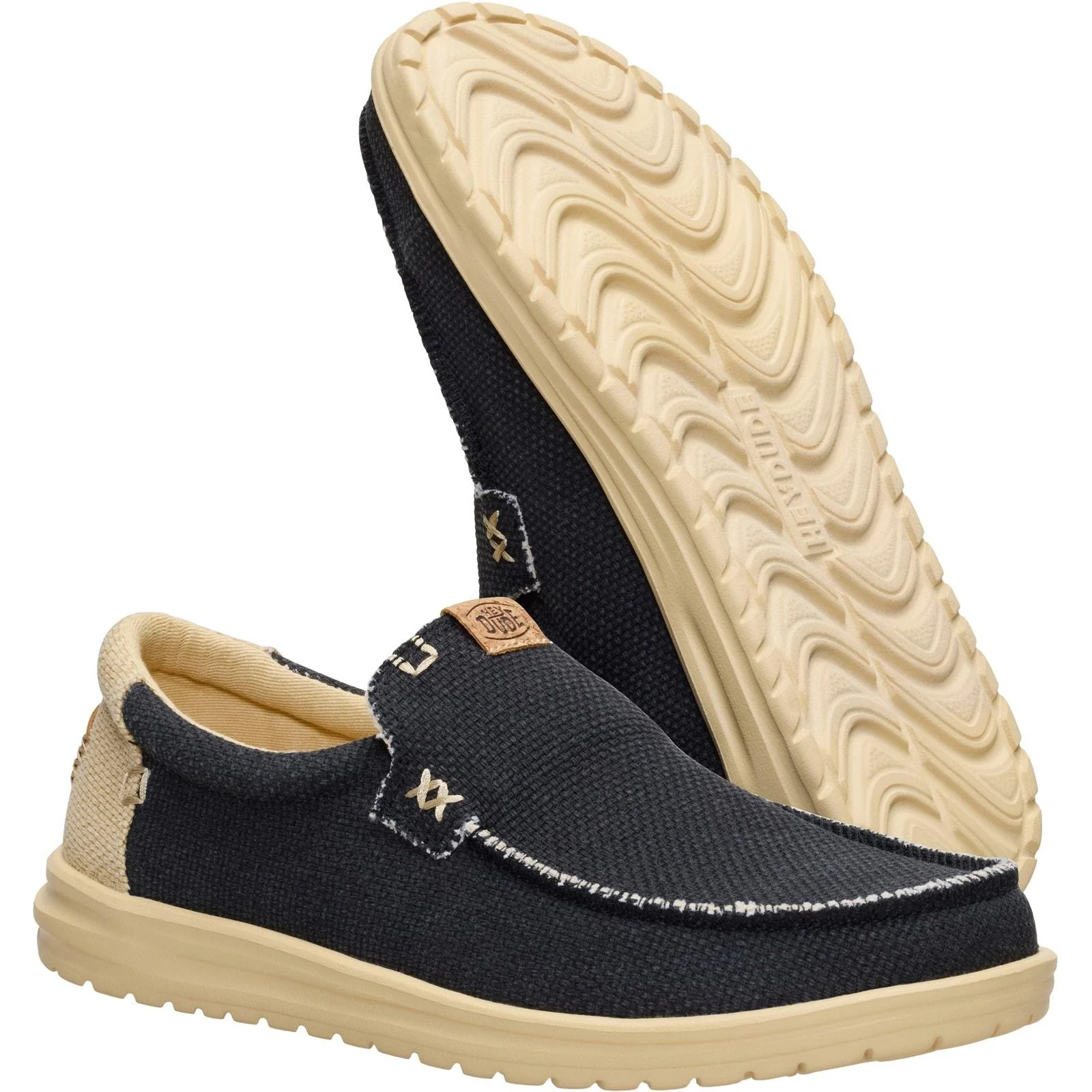HEYDUDE Mens Mikka Braided Black/Boulder Tan - Image 4