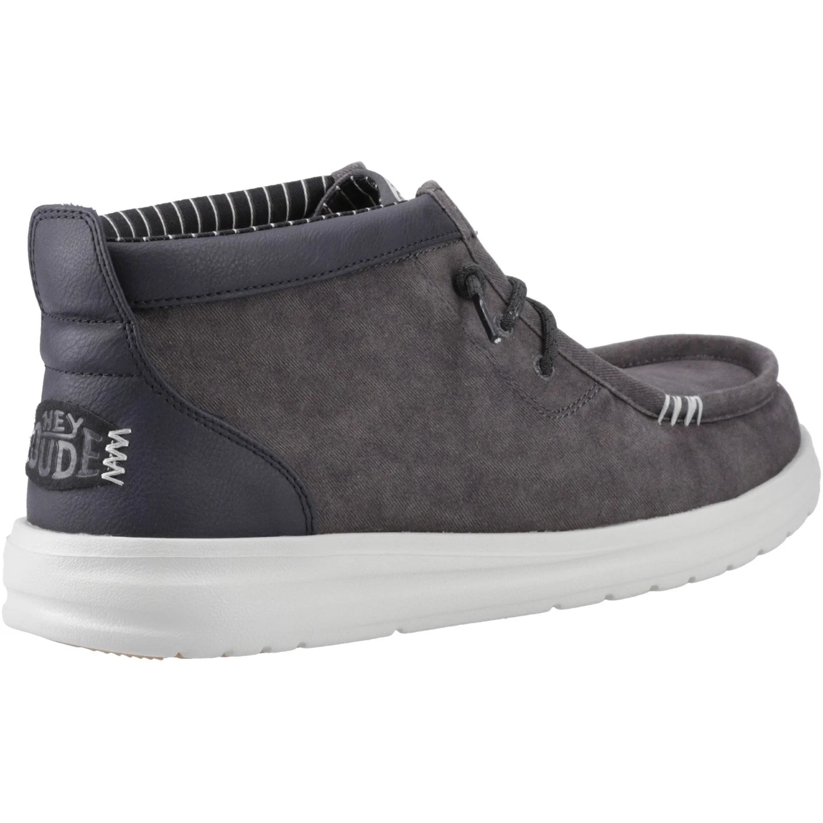 HEYDUDE Mens Wally Mid GripR Boots Black Oyster/Black - Image 2