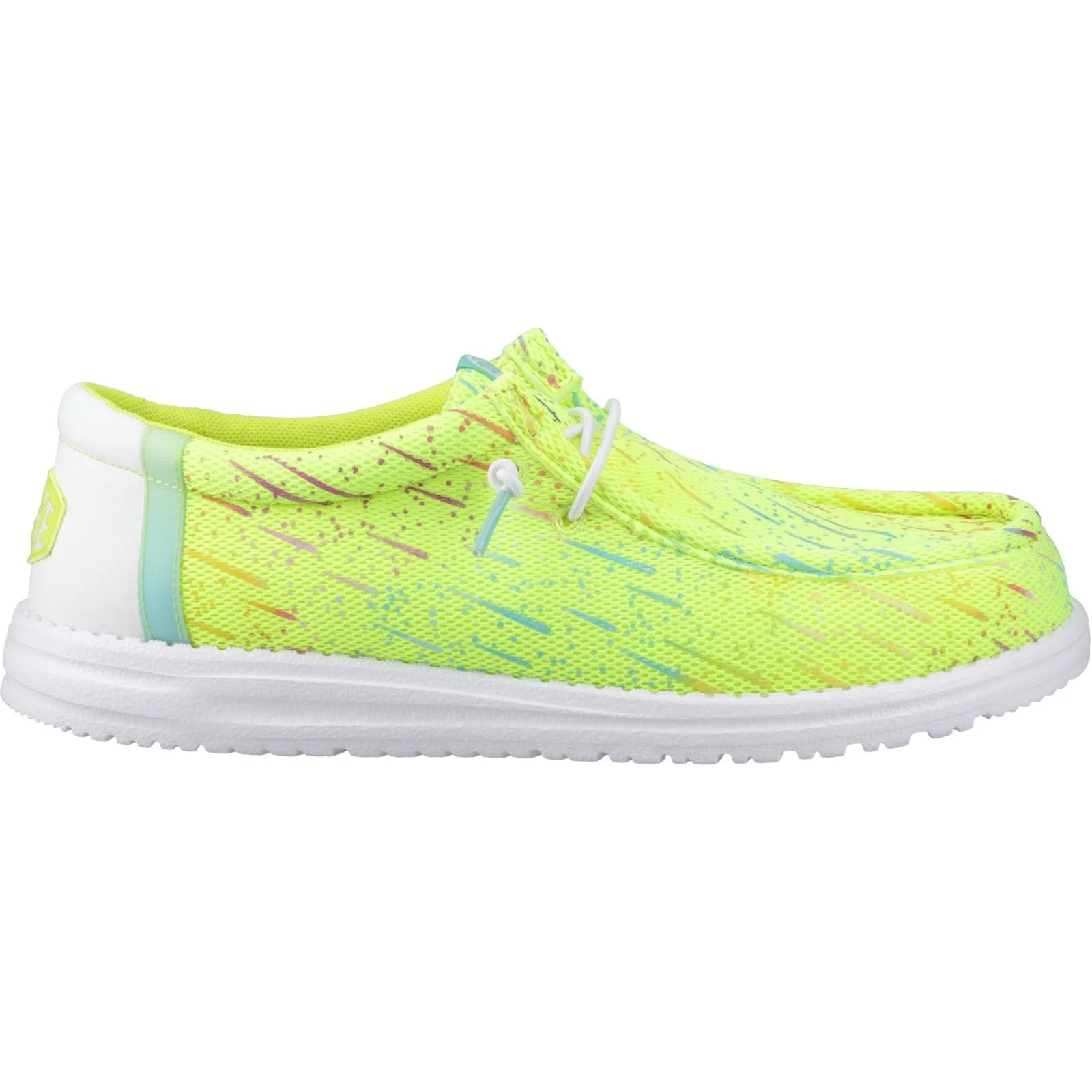 HEYDUDE Mens Wally Party Mesh Shoes Lime Punch/White