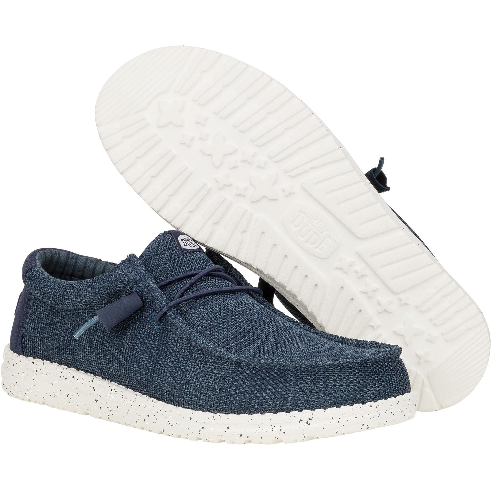 HEYDUDE Mens Wally Stretch Mesh Shoes Navy - Image 4