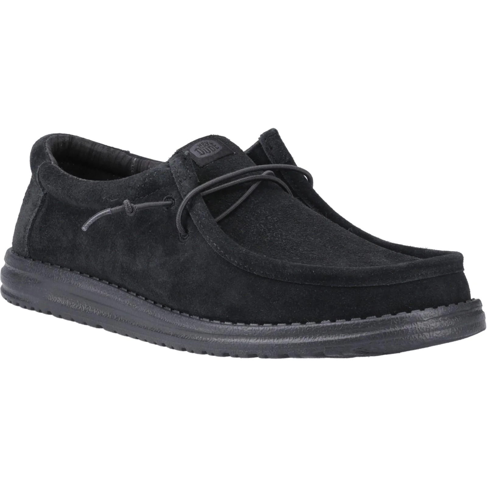 HEYDUDE Mens Wally Suede Shoes Black - Image 5