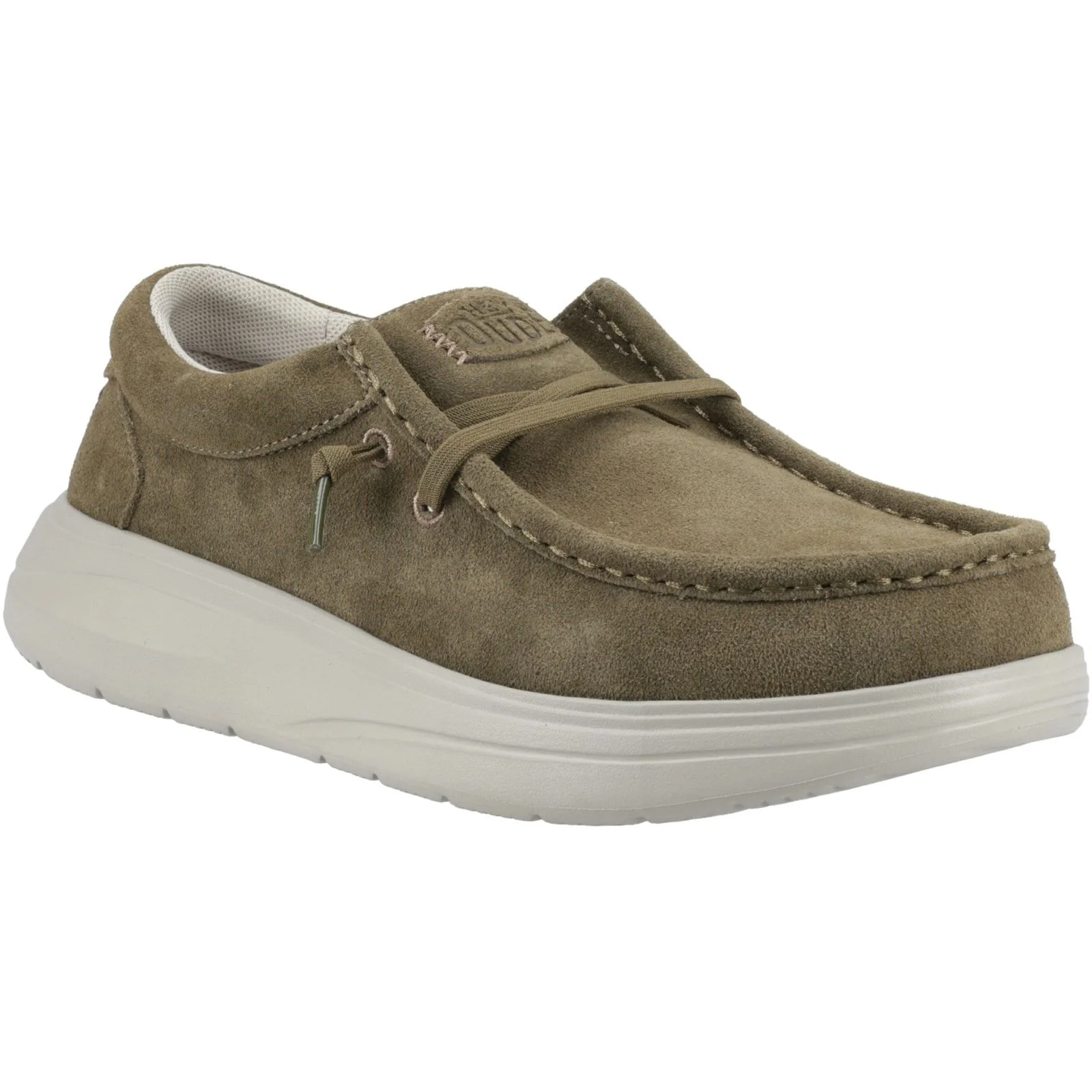 HEYDUDE Mens Wally X Suede Shoes Dark Olive/Stone Grey - Image 3