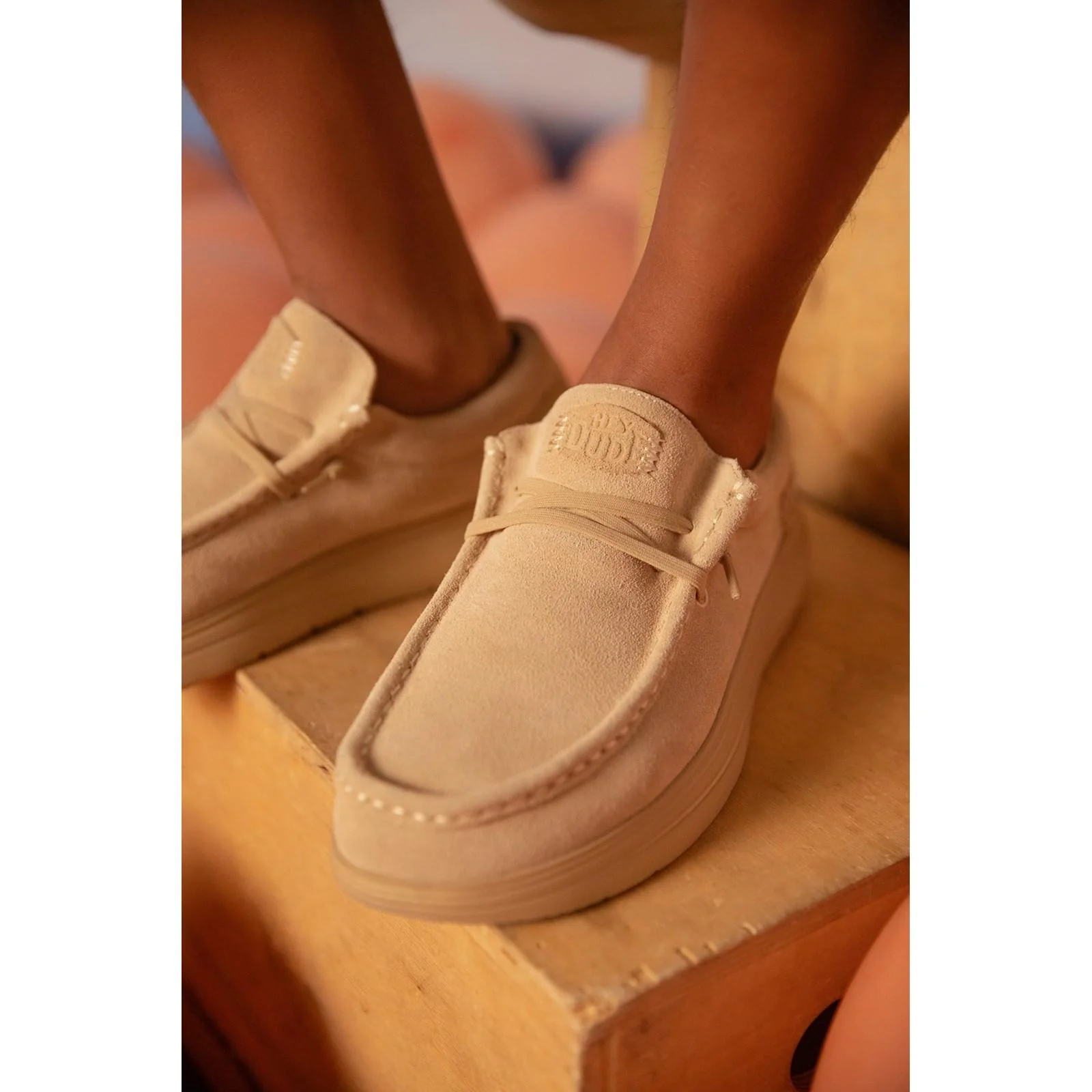 HEYDUDE Mens Wally X Suede Shoes Tan - Image 5