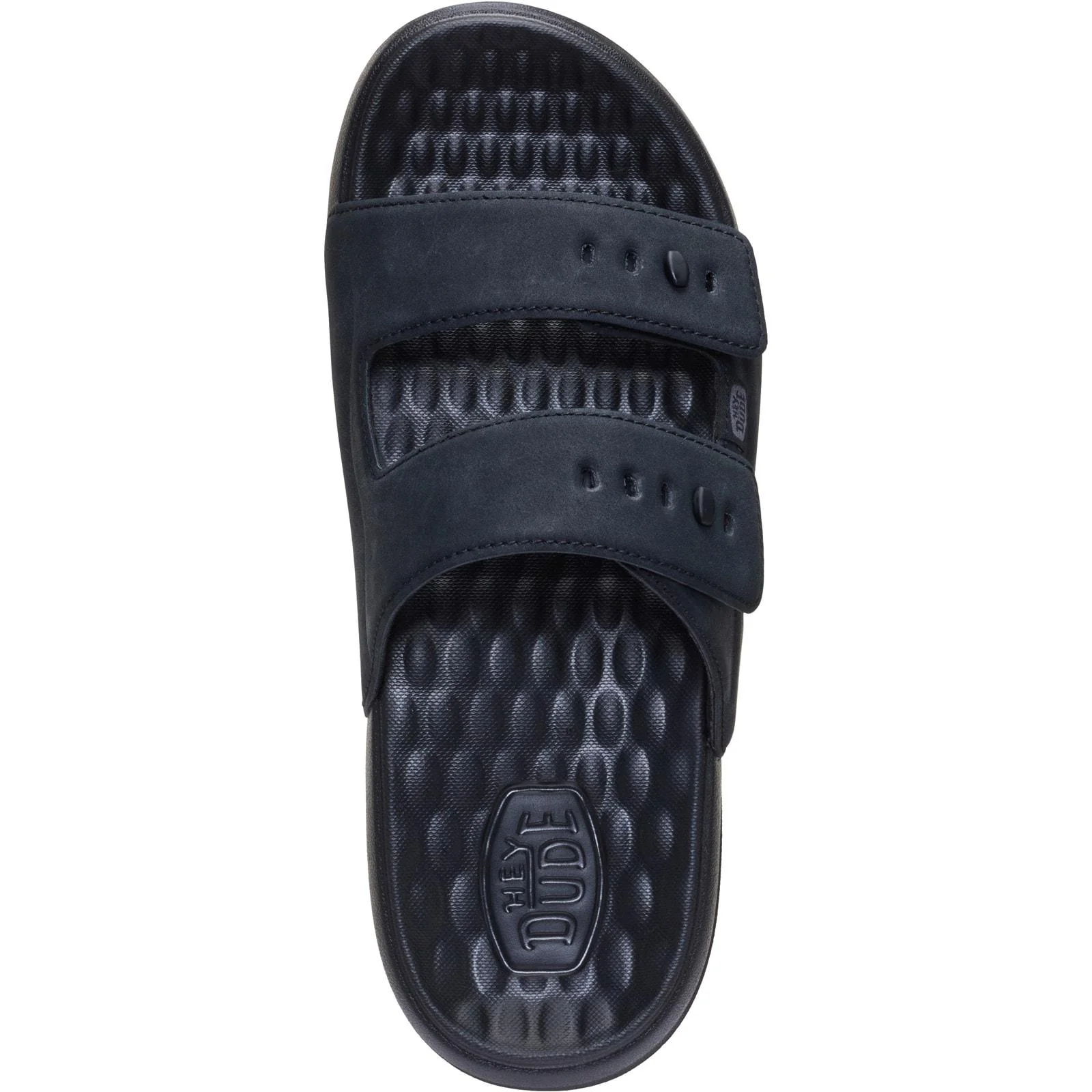 HEYDUDE Mens Wave 2 Strap Slide Black/Black - Image 3